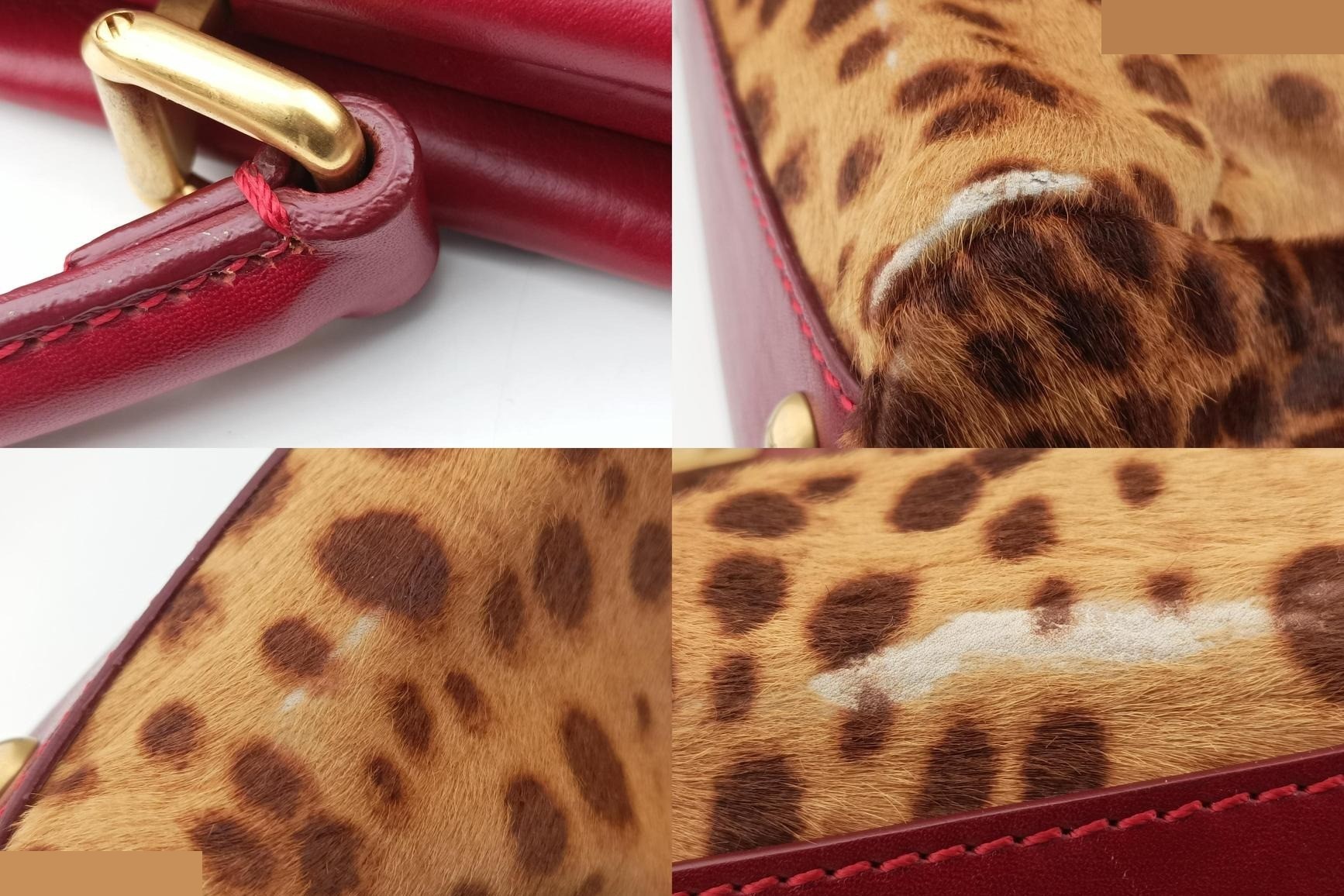 Peekaboo Large Calf Hair x Leather Brown x Red — view 10