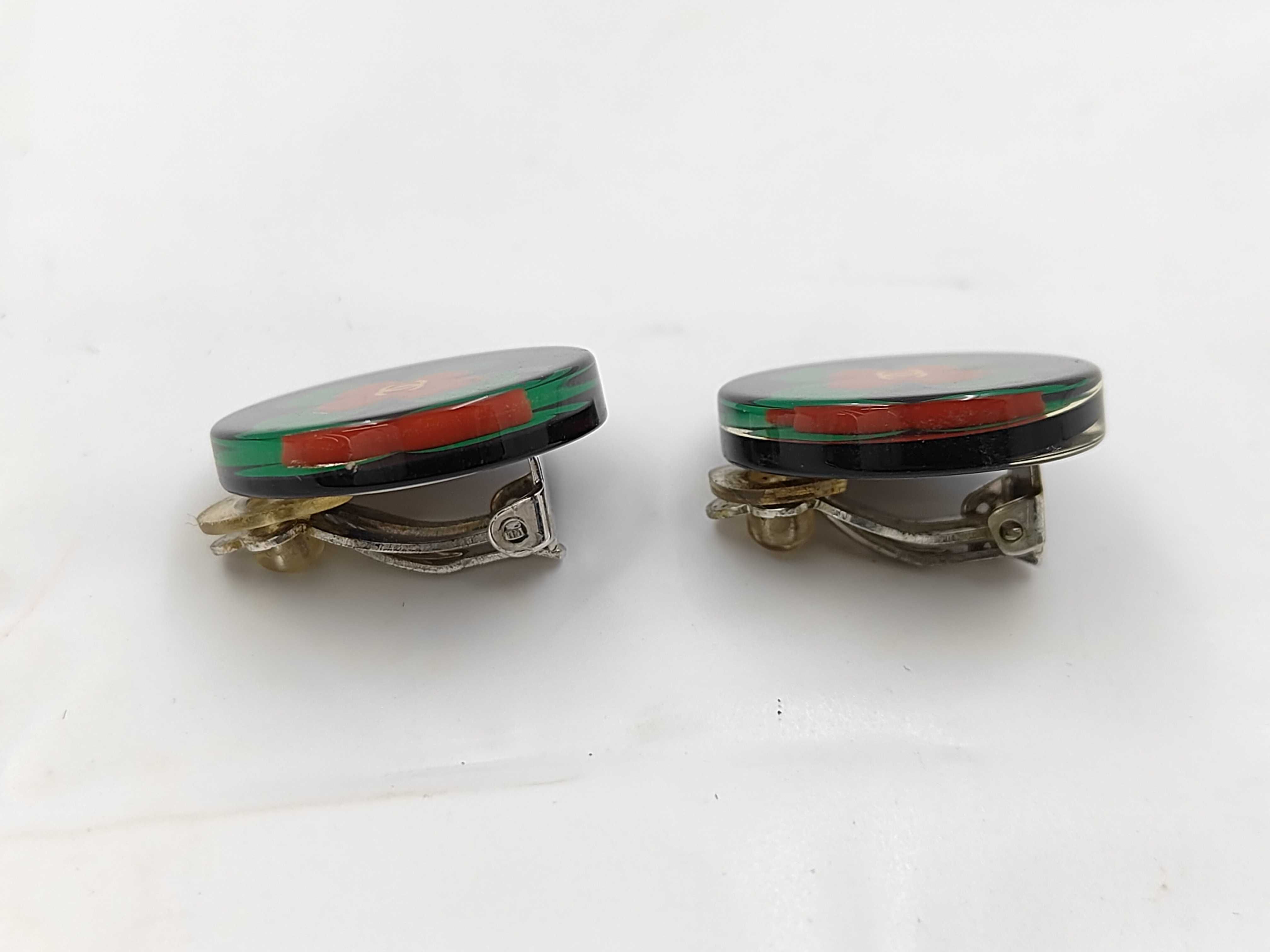 Coco Mark Clover Motif Round Earrings, Black, 04P Earrings — view 2