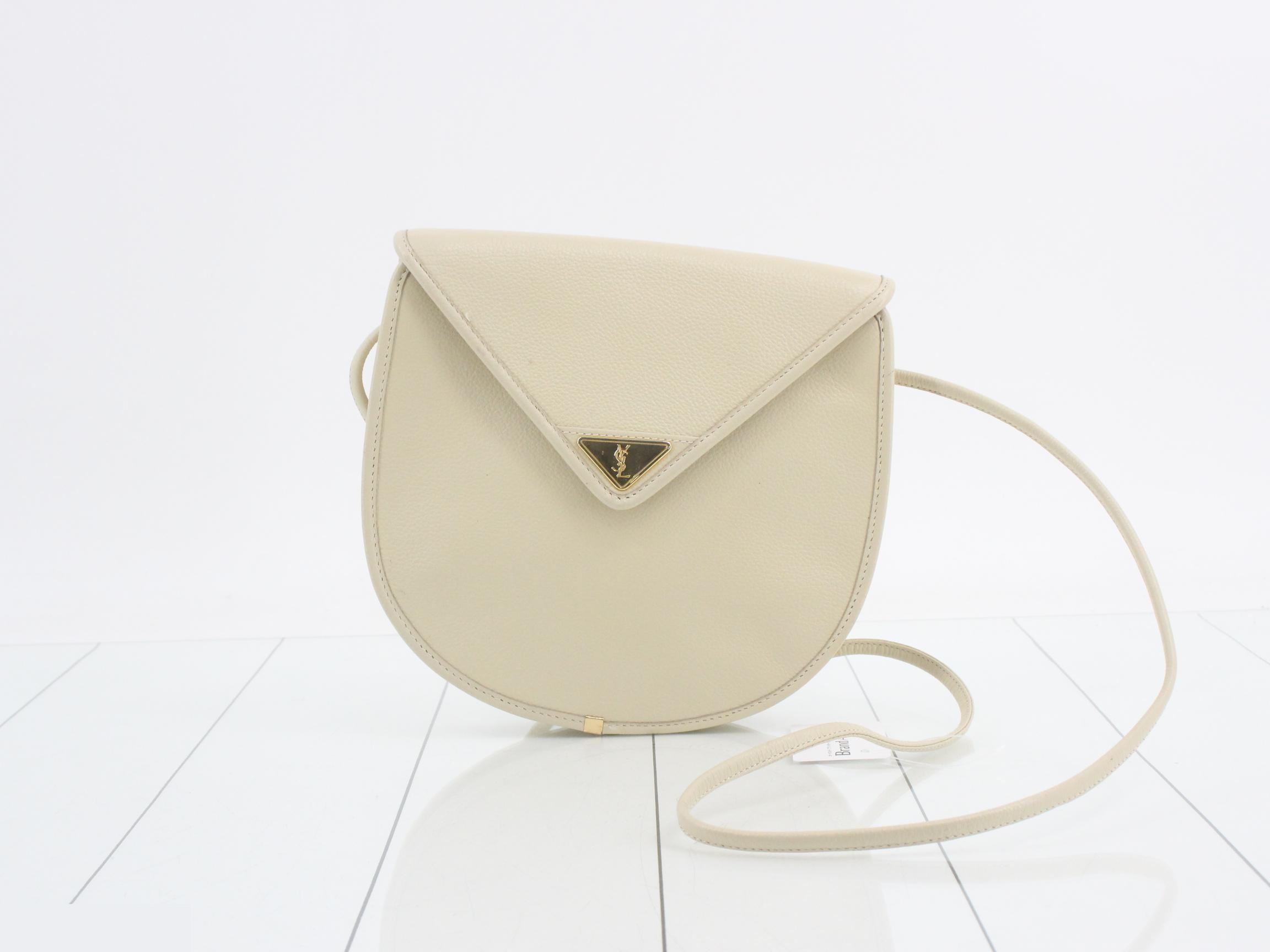 Leather logo plate shoulder bag