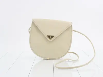 Leather logo plate shoulder bag