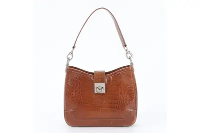 Crocodile embossed leather shoulder bag, one-shoulder bag.