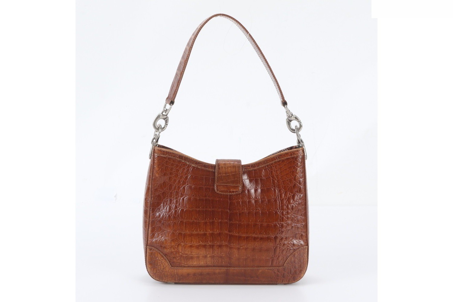 Crocodile embossed leather shoulder bag, one-shoulder bag. — view 3