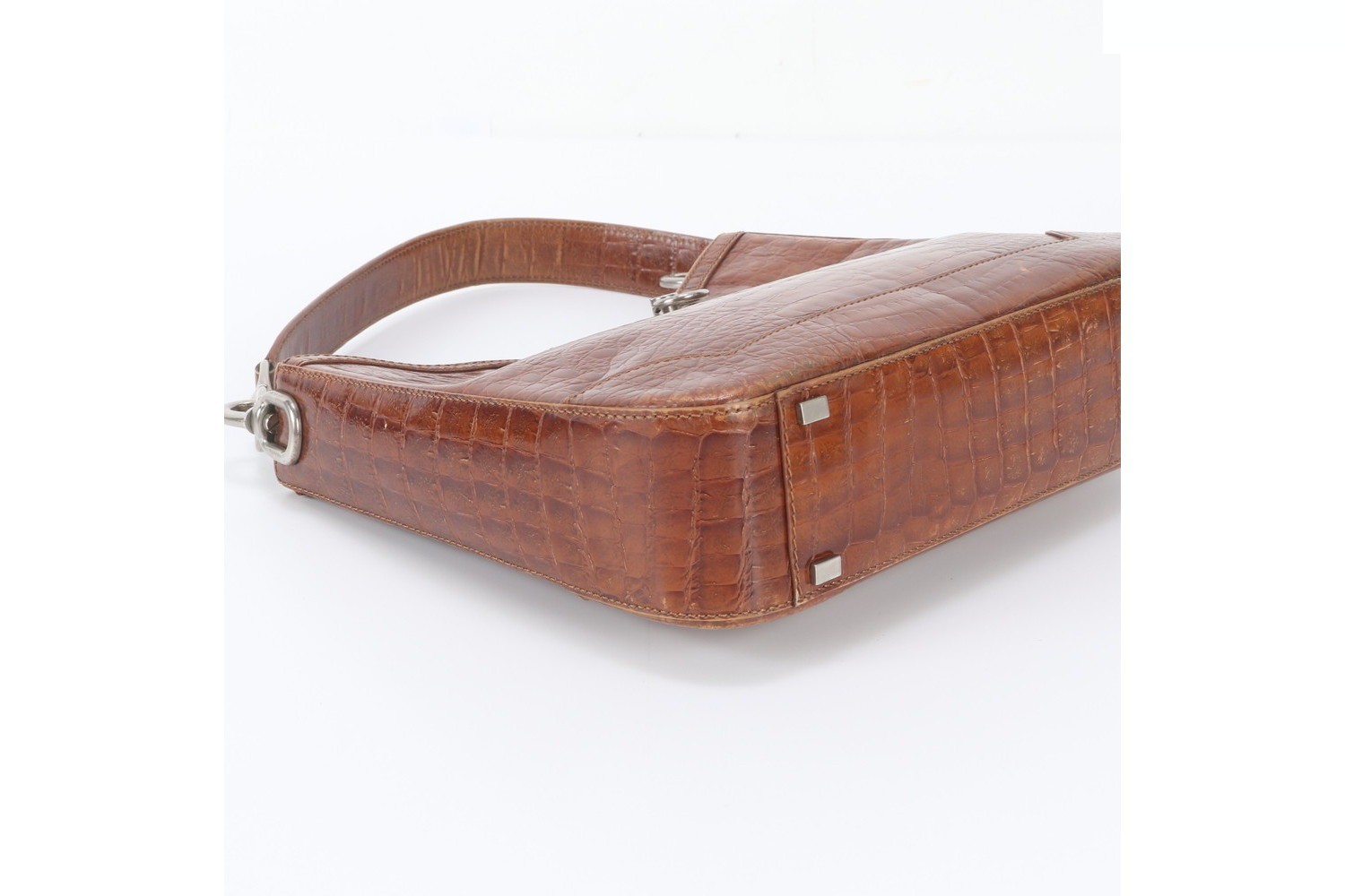 Crocodile embossed leather shoulder bag, one-shoulder bag. — view 5