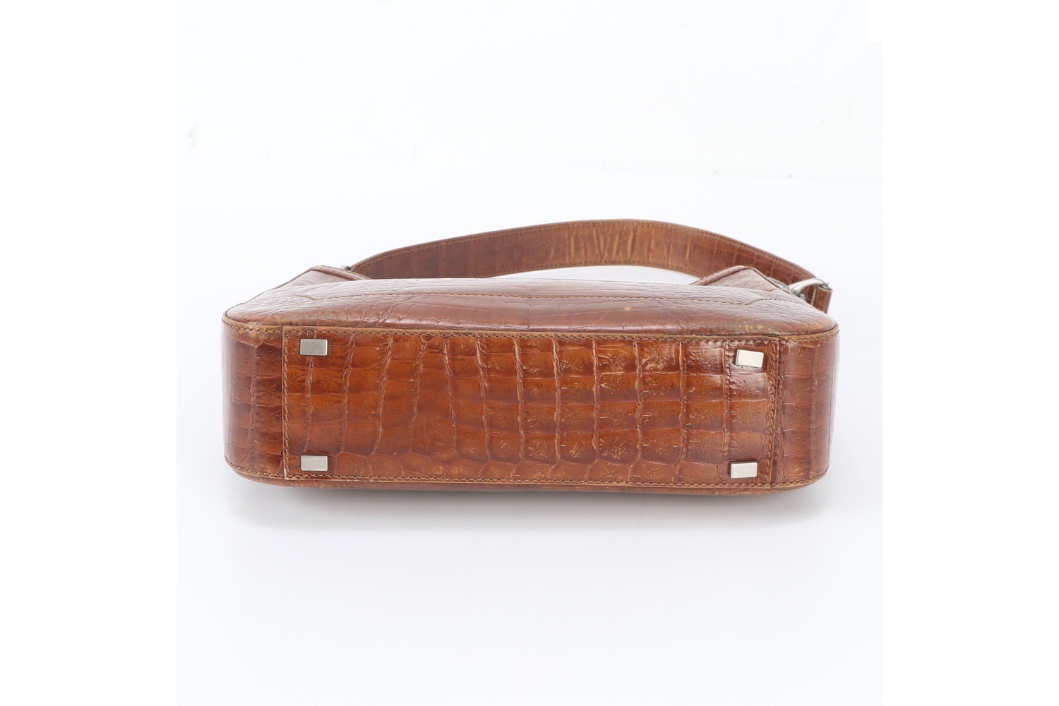 Crocodile embossed leather shoulder bag, one-shoulder bag. — view 6
