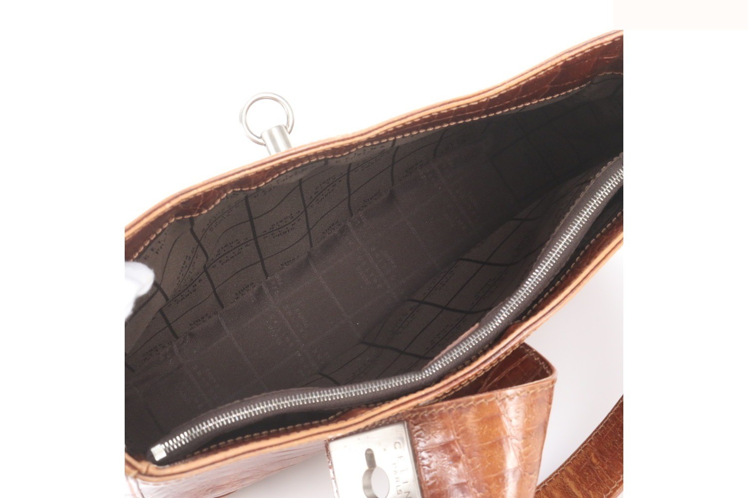 Crocodile embossed leather shoulder bag, one-shoulder bag. — view 7