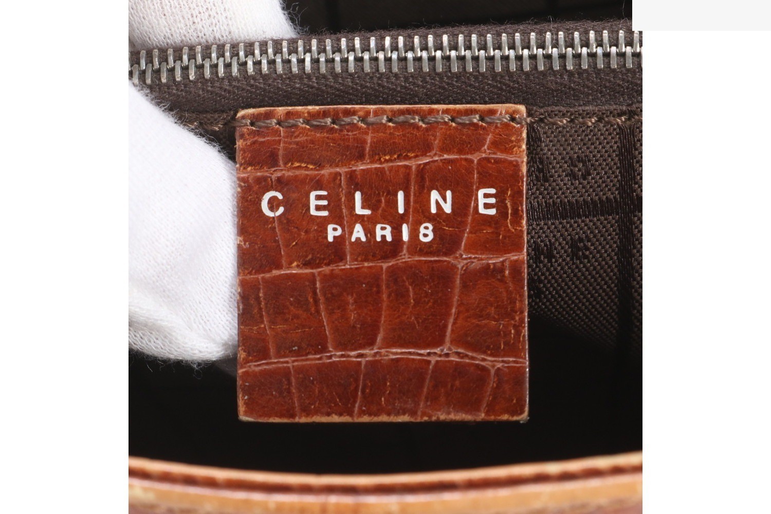 Crocodile embossed leather shoulder bag, one-shoulder bag. — view 8