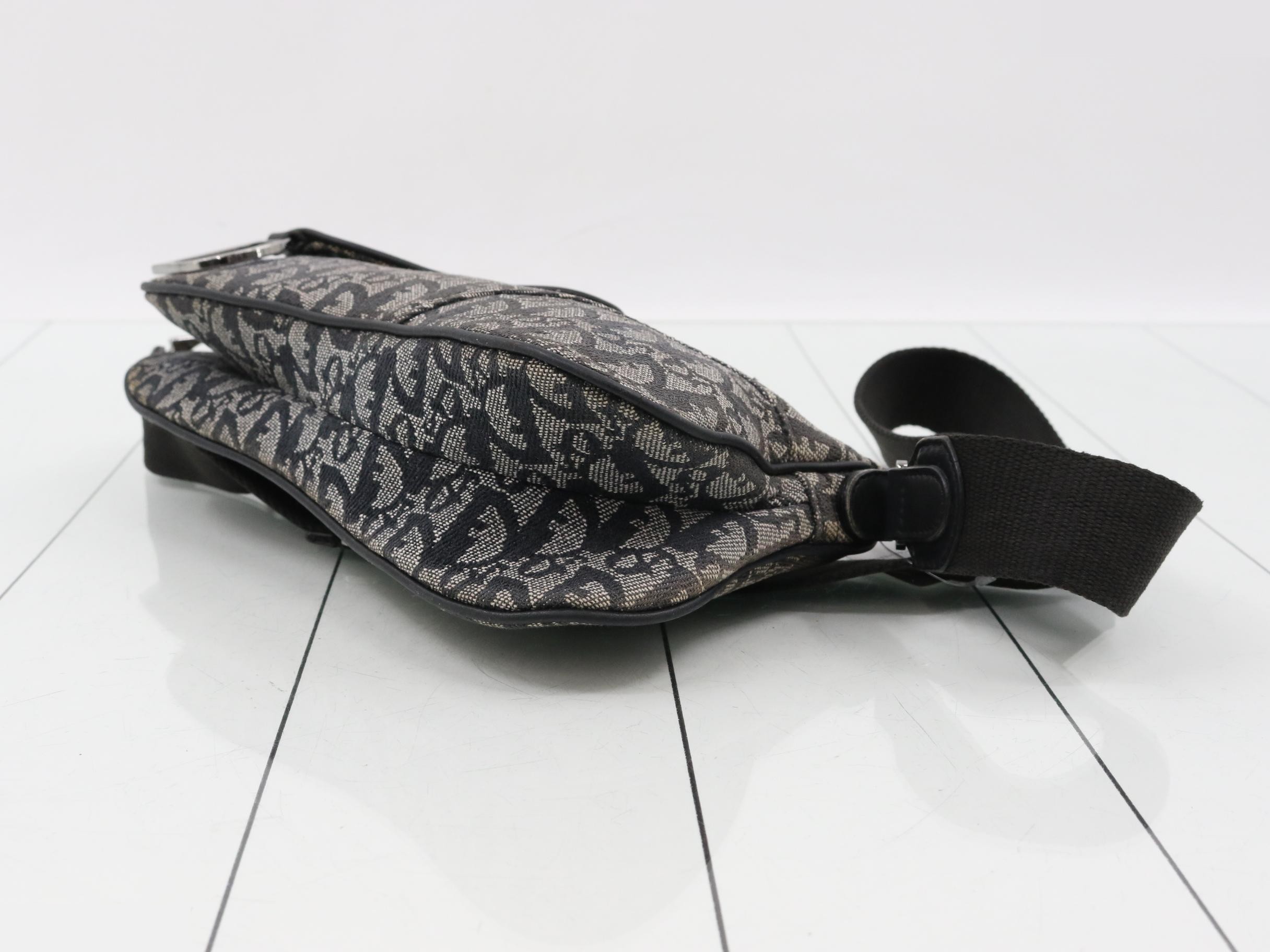 Trotter Double Saddle Shoulder Bag, Navy — view 6
