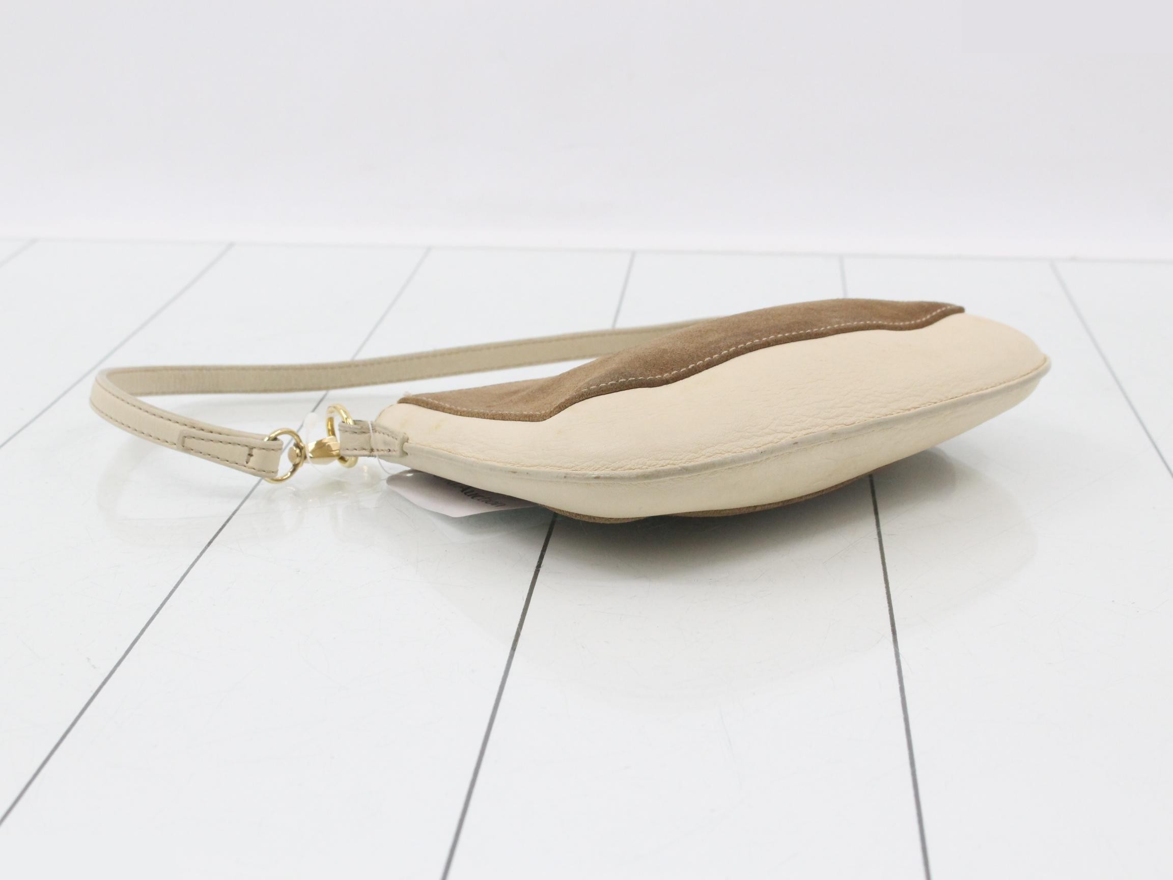 Anagram One-Shoulder Bag, Ivory, Brown Suede Leather — view 5