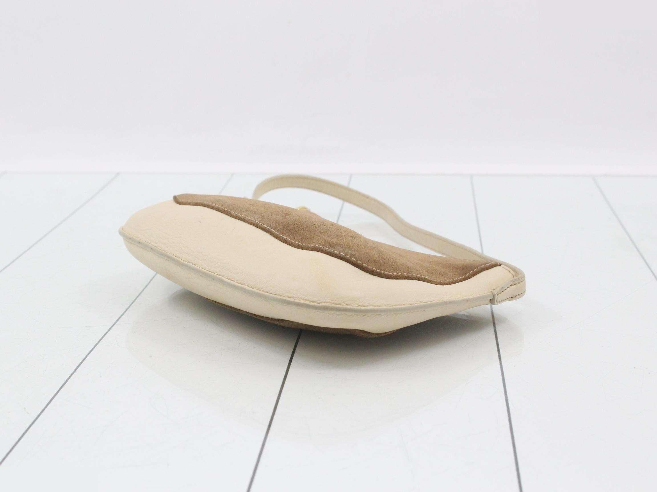 Anagram One-Shoulder Bag, Ivory, Brown Suede Leather — view 6