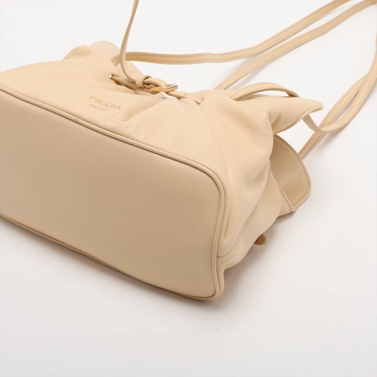 Dada Small Leather Shoulder Bag, Beige — view 3