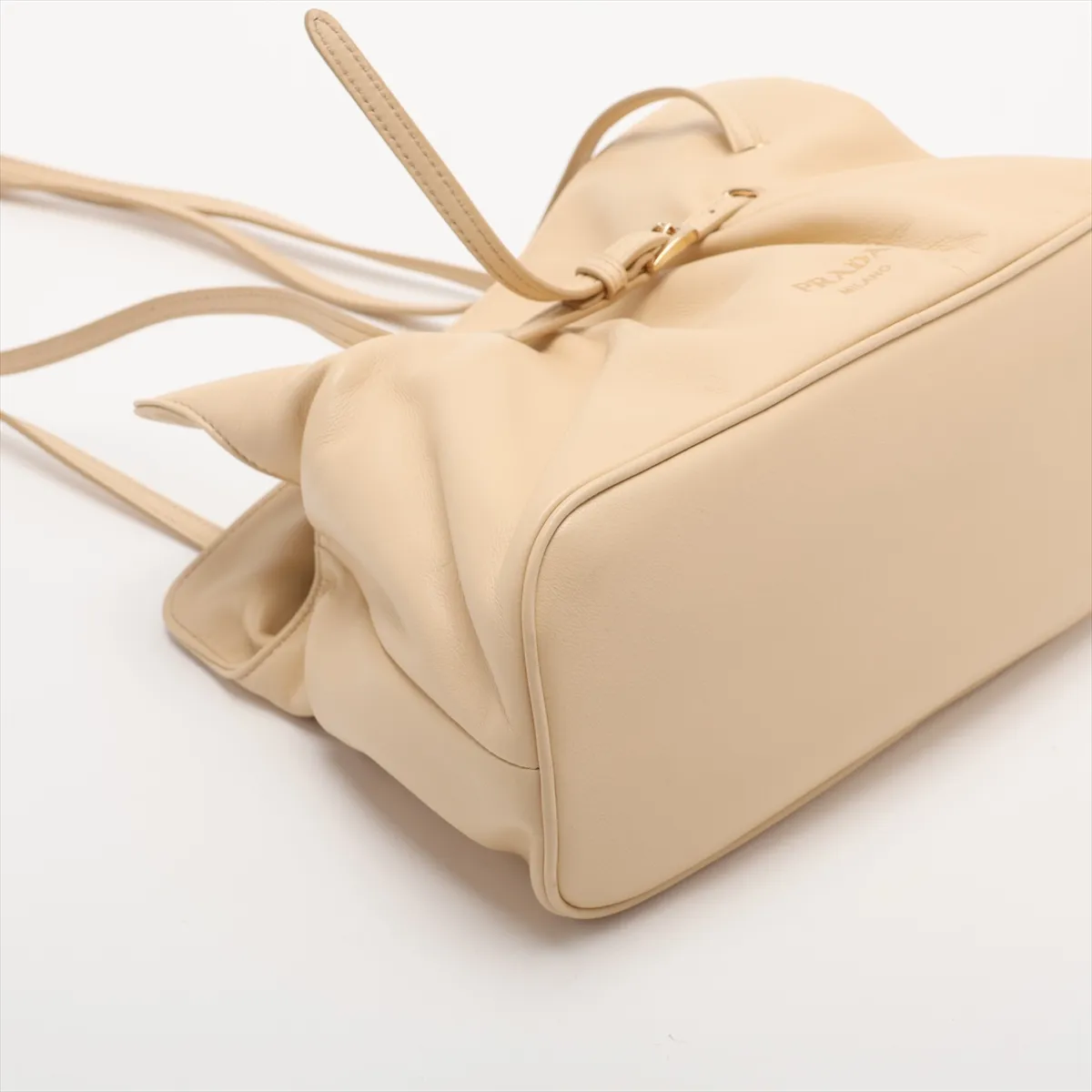 Dada Small Leather Shoulder Bag, Beige — view 4
