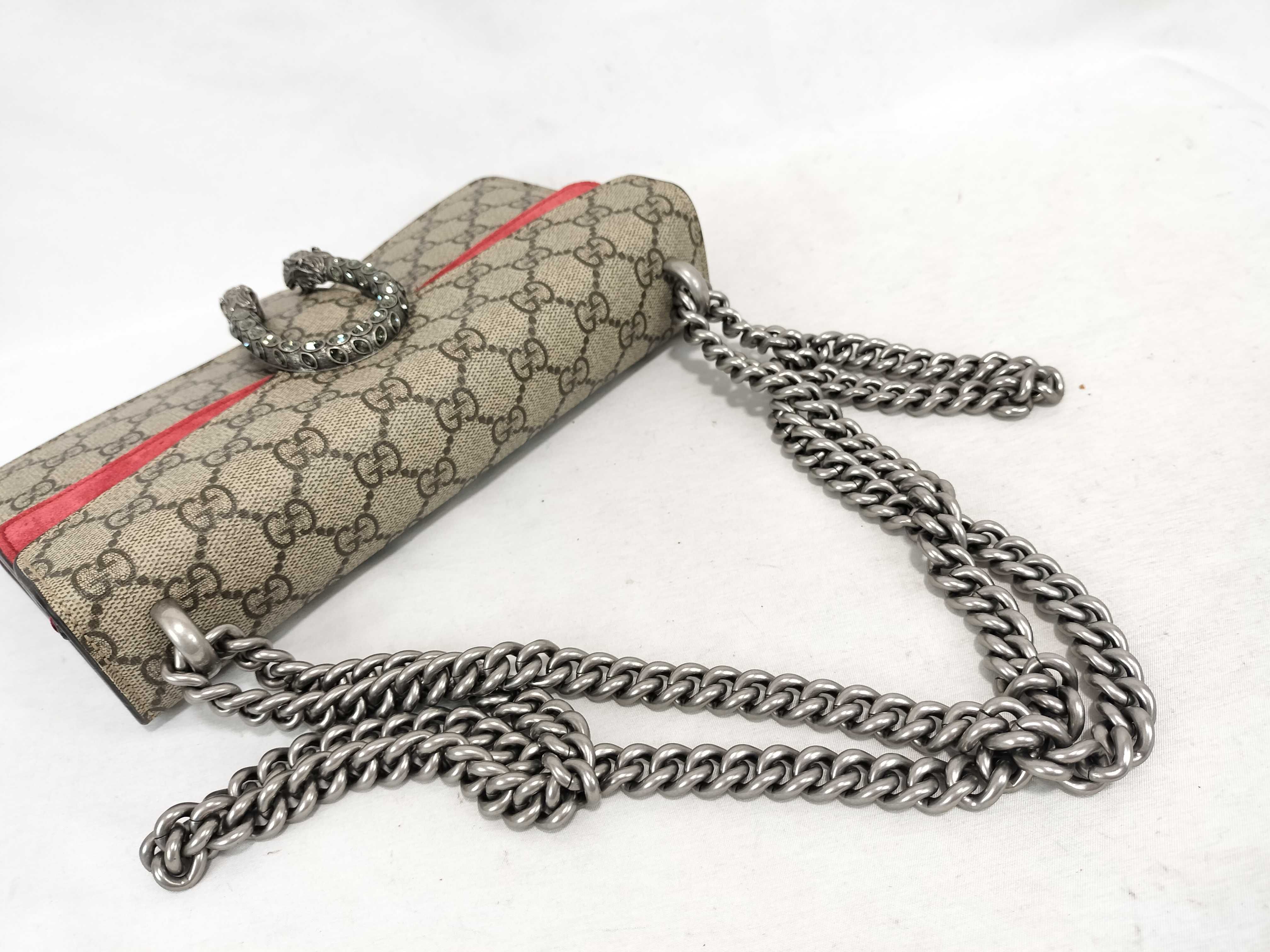 GG Supreme Dionysus PVC x Suede Chain Shoulder Bag Beige x Red 499623 Shoulder Bag — view 3