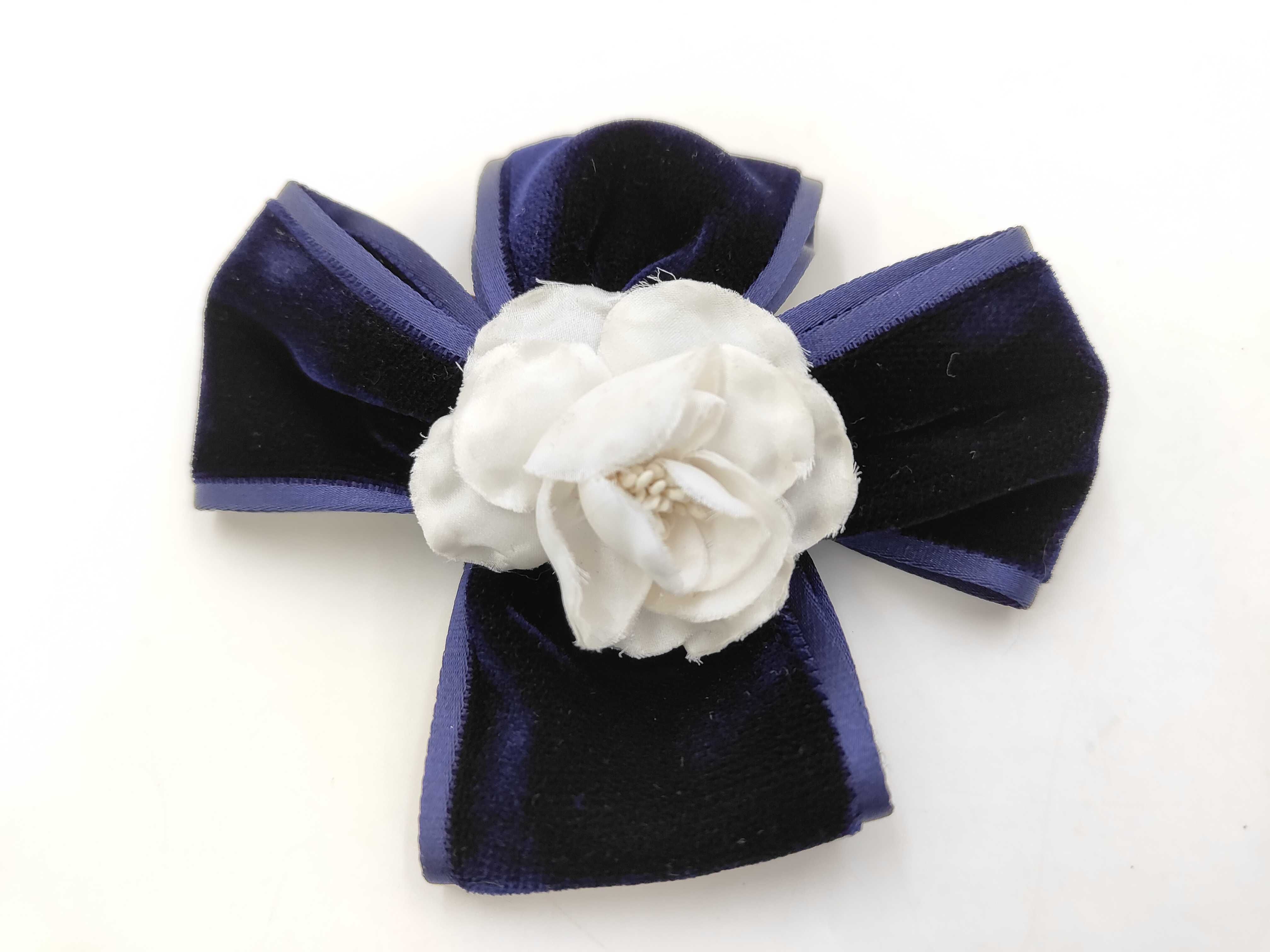 Cross Camellia Velor Barrette Hair Accessory