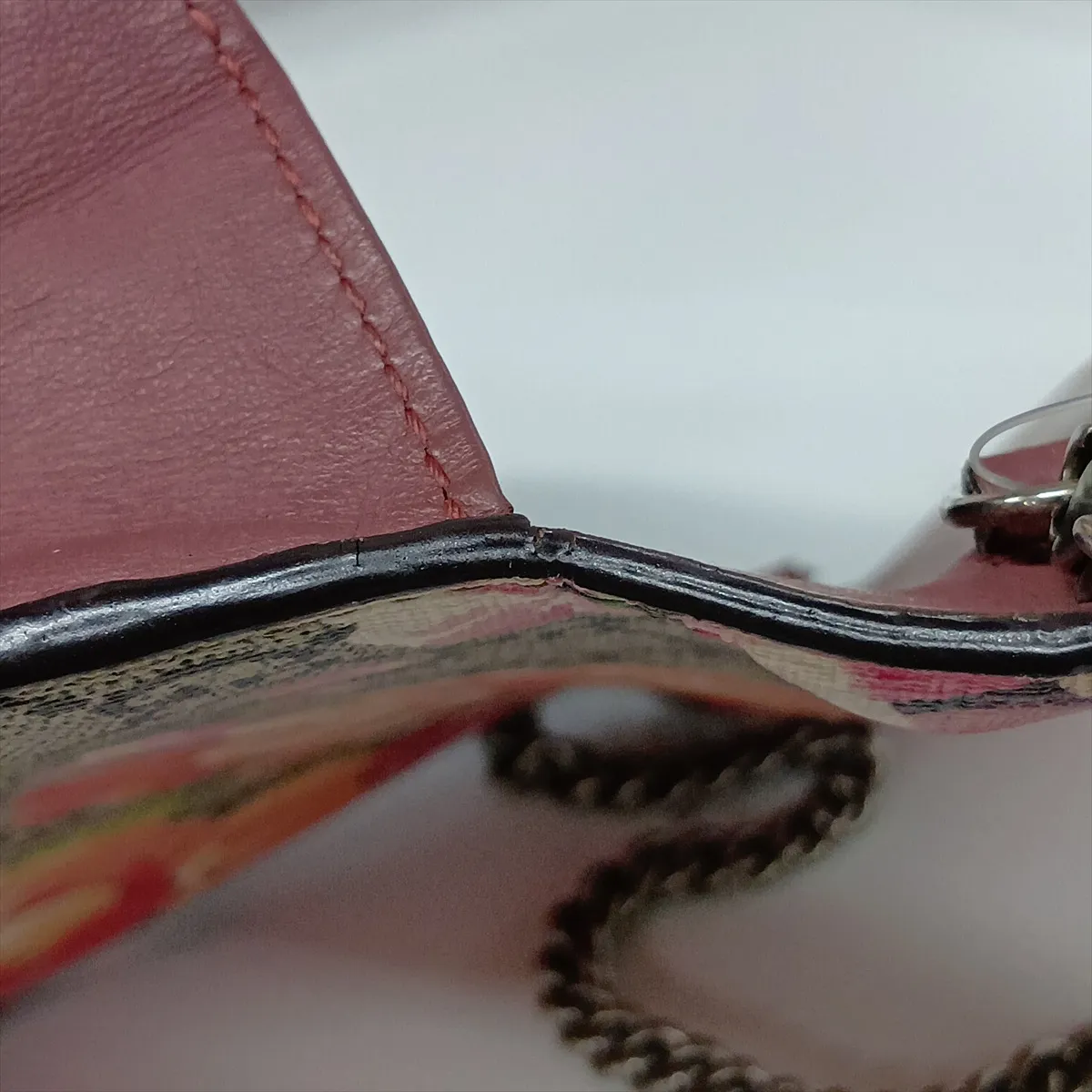 GG Blooms Dionysus PVC x Leather Chain Wallet Beige x Pink 401231 — view 15