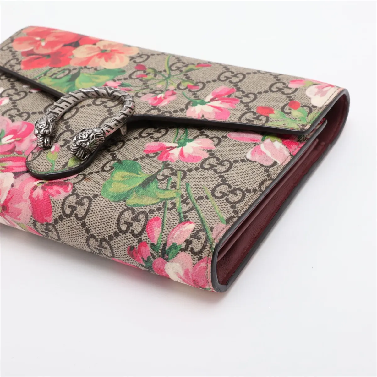 GG Blooms Dionysus PVC x Leather Chain Wallet Beige x Pink 401231 — view 3