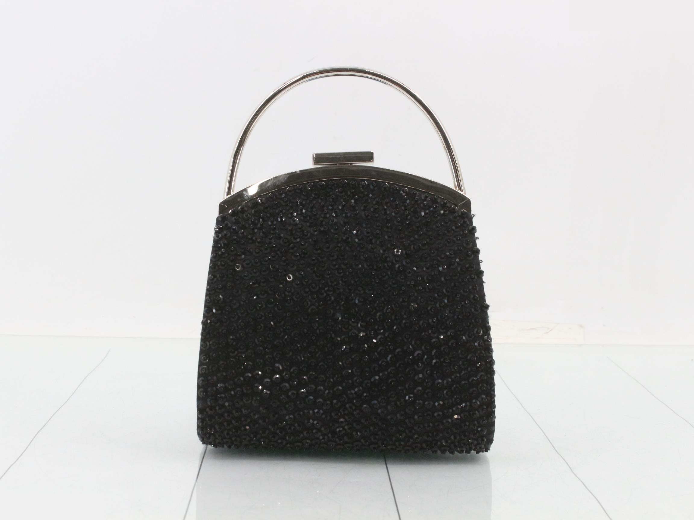 Sequined handbag, coin purse style, black — view 2