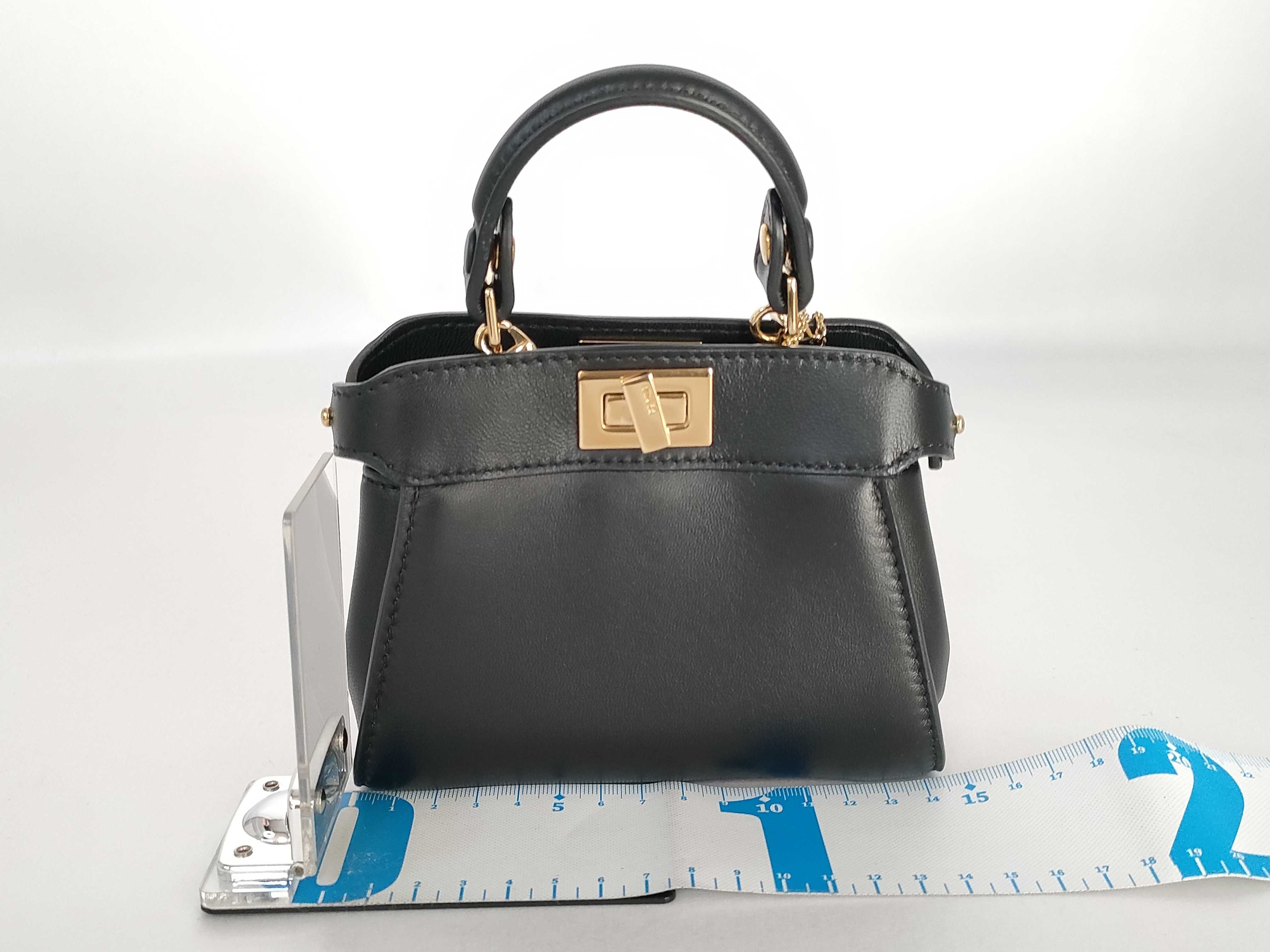 Nano Peekaboo Leather 2-way Handbag, Black with Gold Hardware, Shoulder Bag — view 2