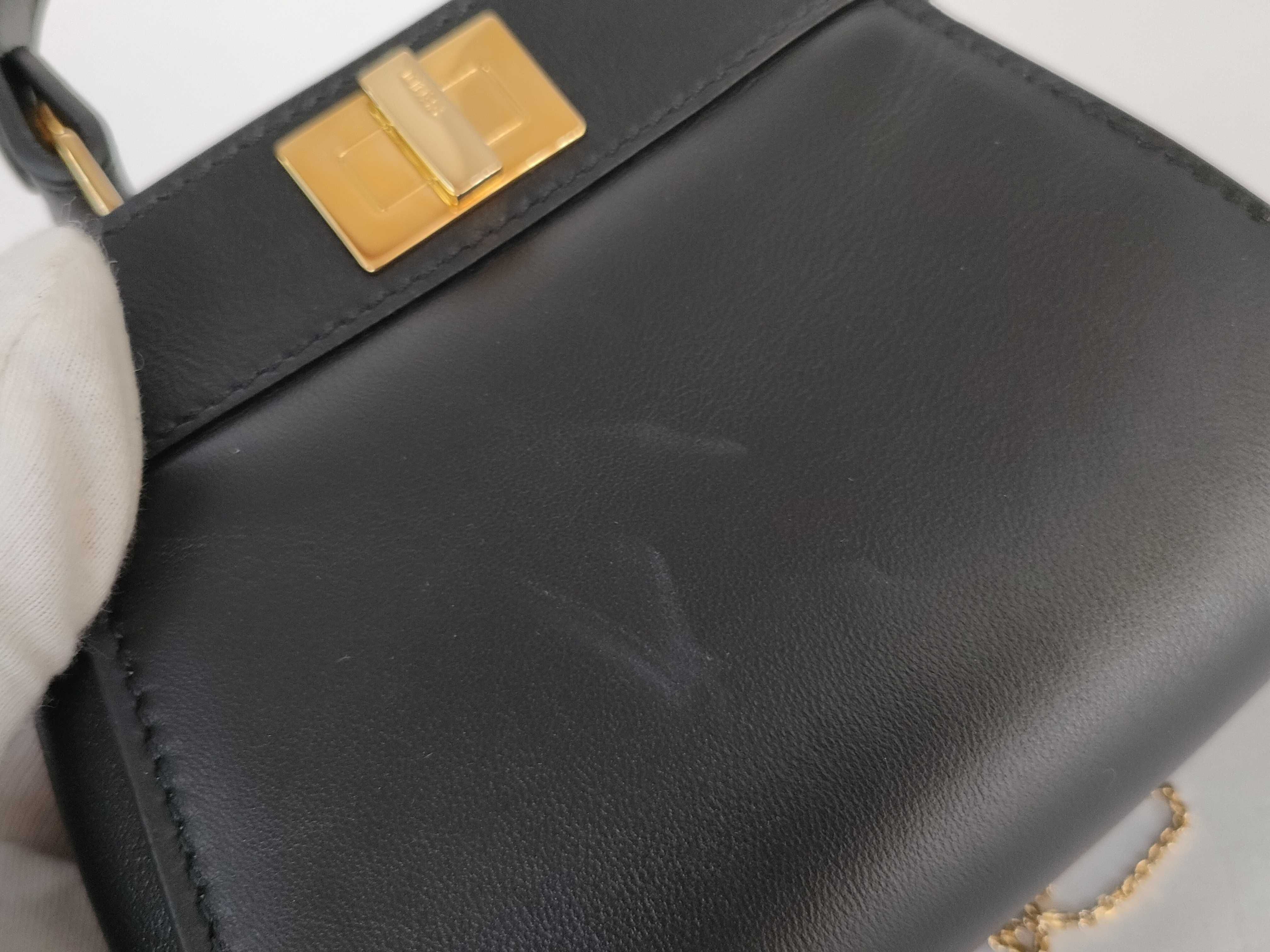 Nano Peekaboo Leather 2-way Handbag, Black with Gold Hardware, Shoulder Bag — view 13