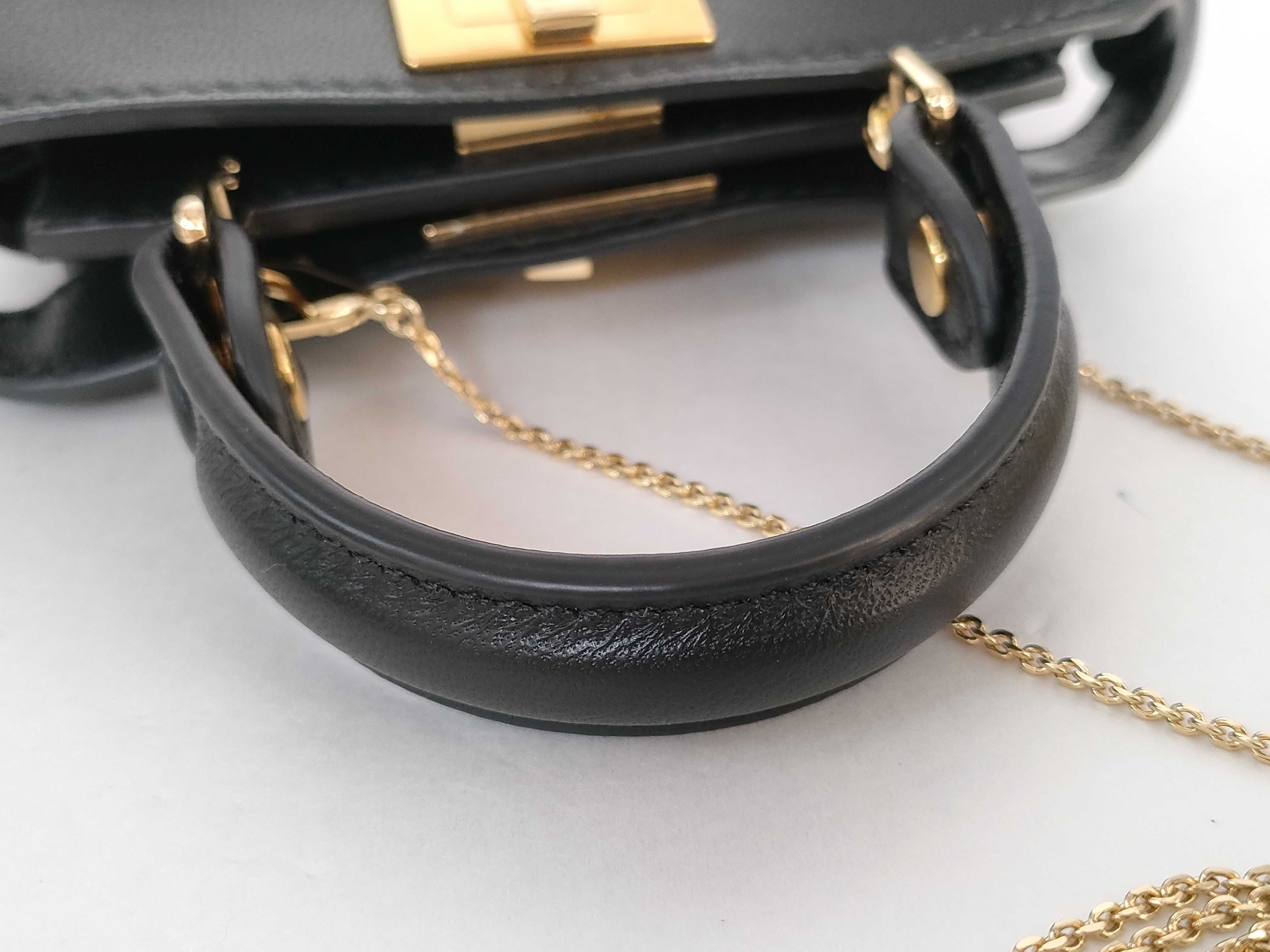 Nano Peekaboo Leather 2-way Handbag, Black with Gold Hardware, Shoulder Bag — view 4