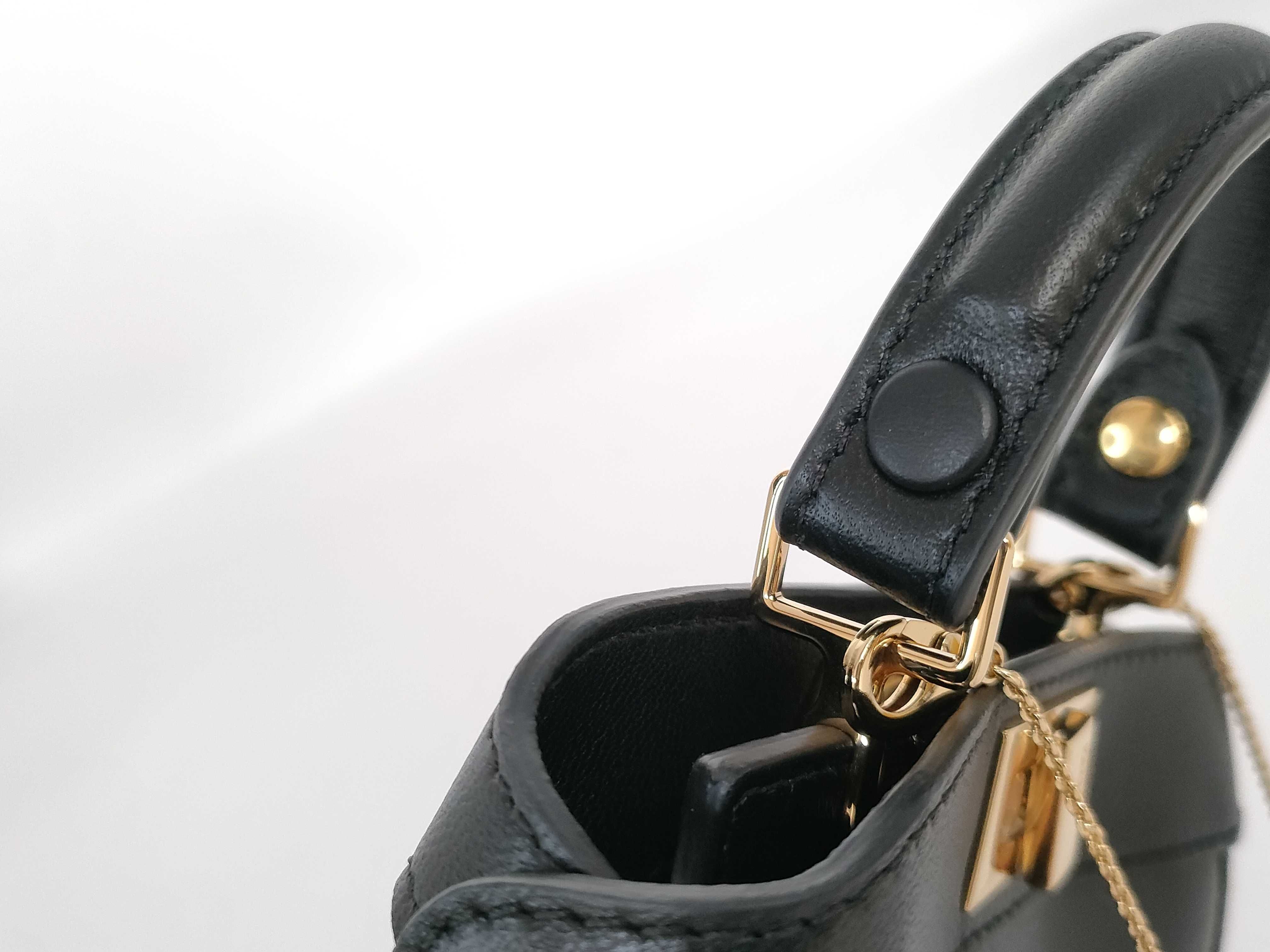 Nano Peekaboo Leather 2-way Handbag, Black with Gold Hardware, Shoulder Bag — view 5