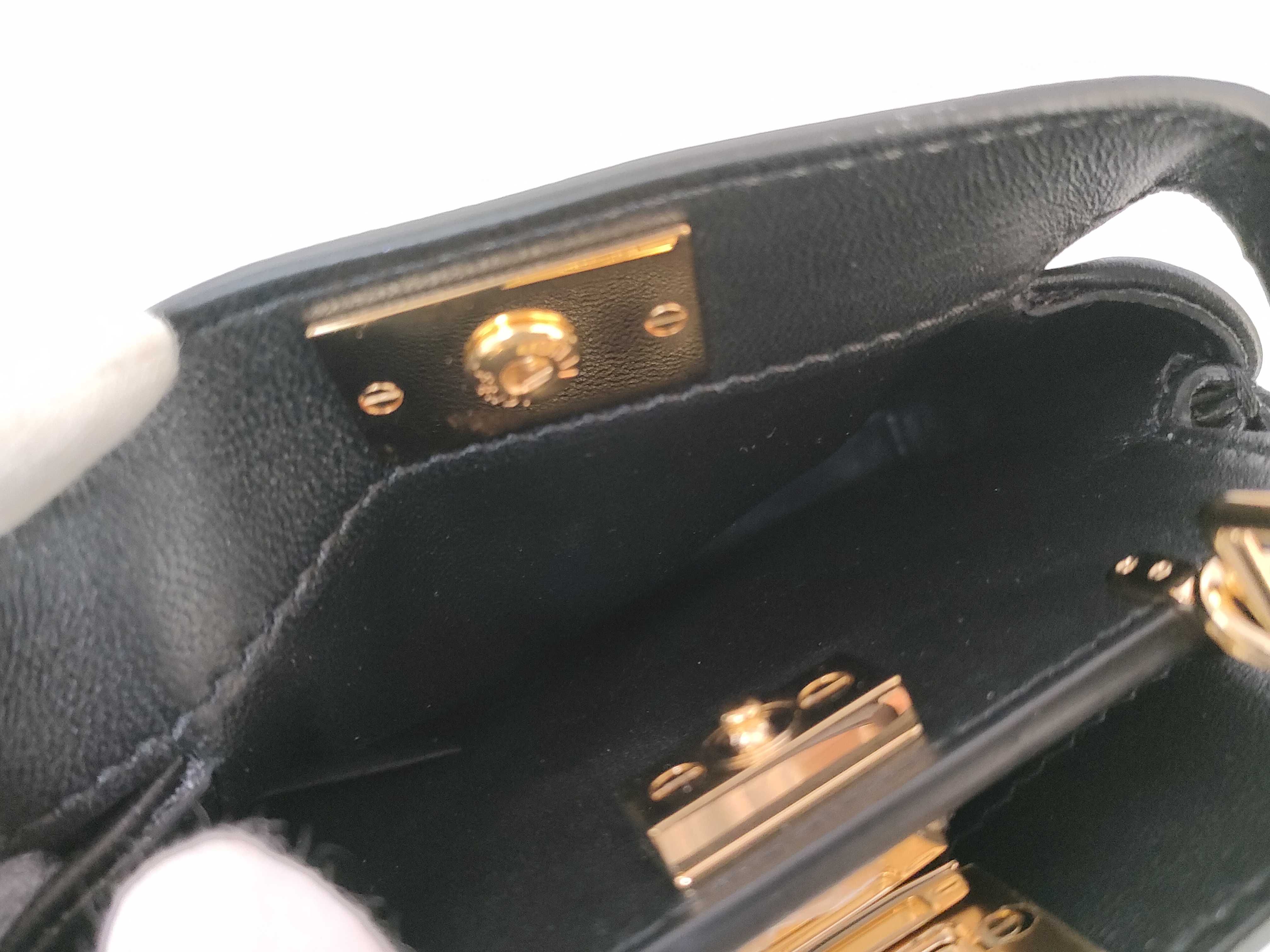 Nano Peekaboo Leather 2-way Handbag, Black with Gold Hardware, Shoulder Bag — view 9