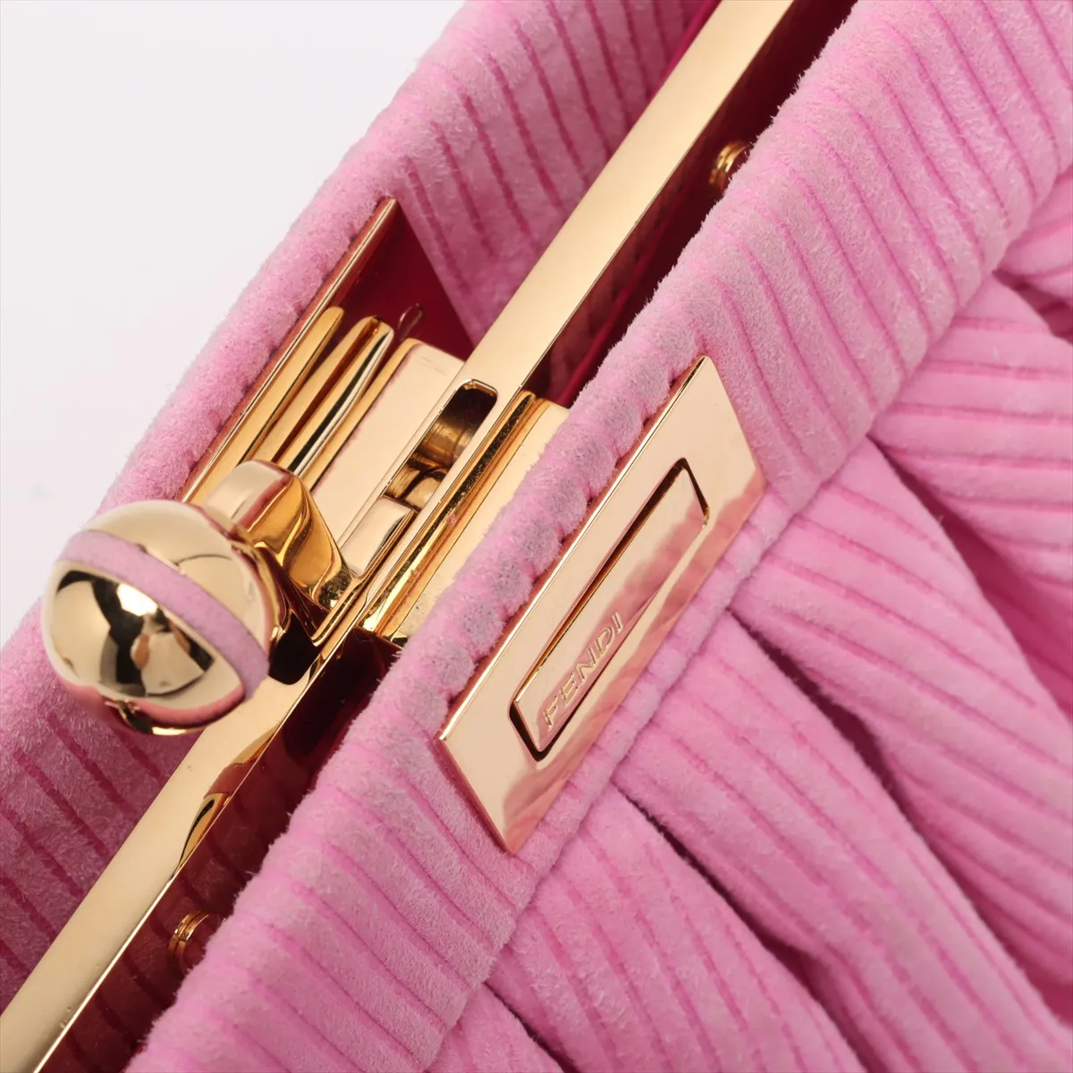 Peekaboo Suede Chain Shoulder Bag Pink 8BP118 — view 12