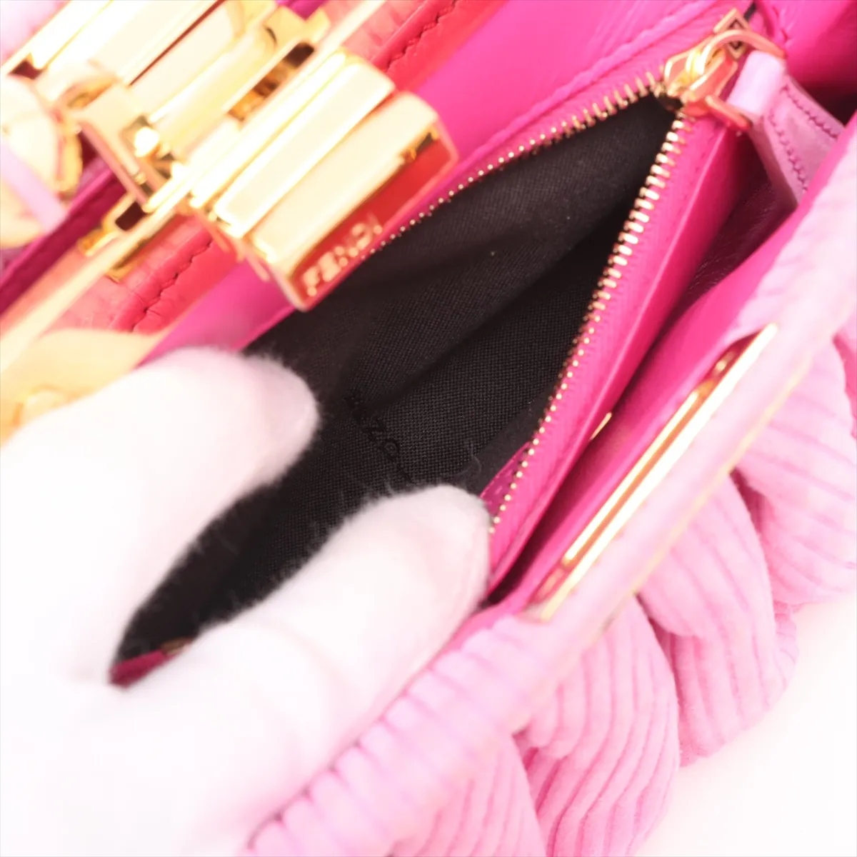 Peekaboo Suede Chain Shoulder Bag Pink 8BP118 — view 8