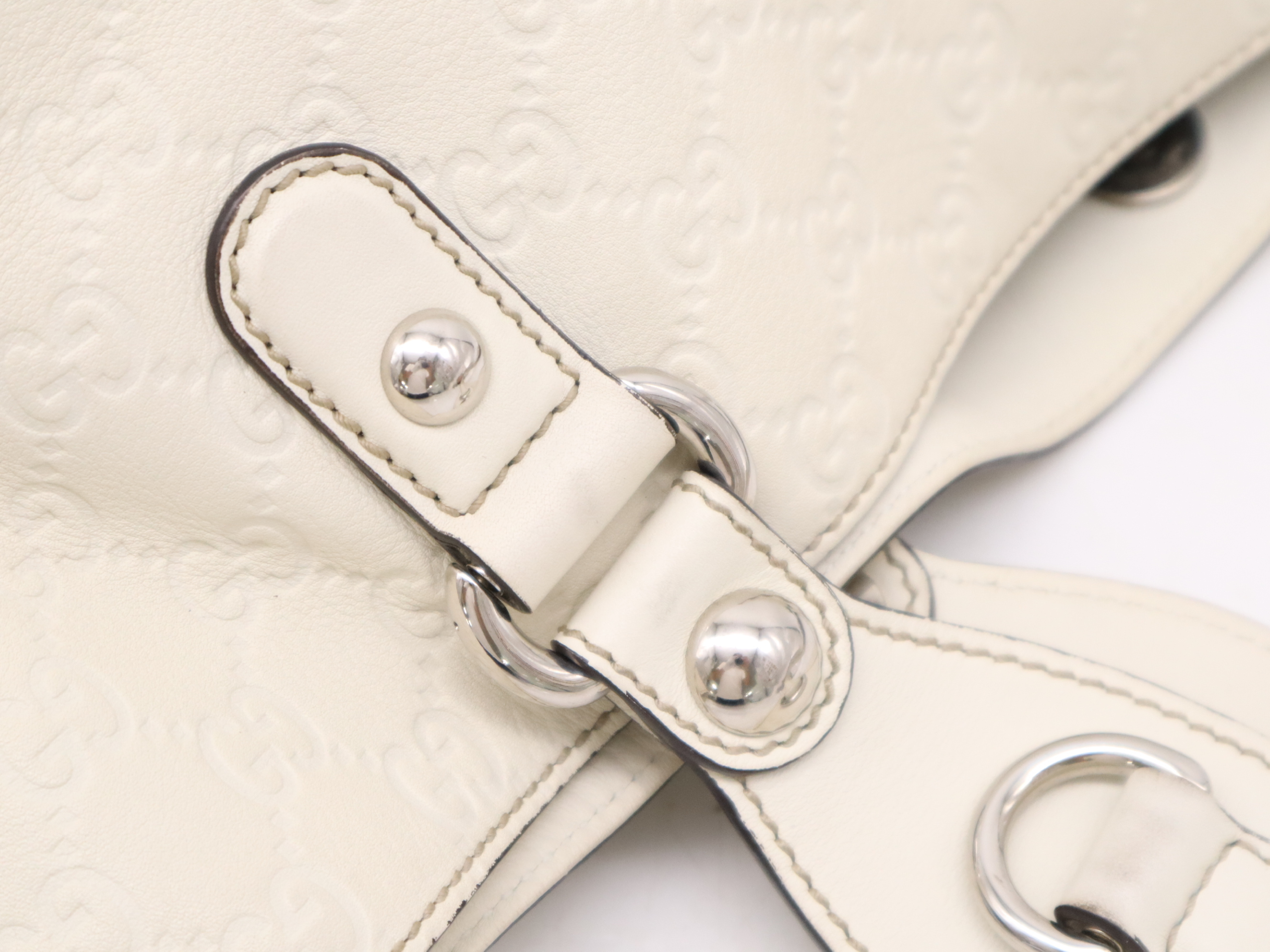 229852 Leather Guccisima Tote Bag White Tote Bag — view 7
