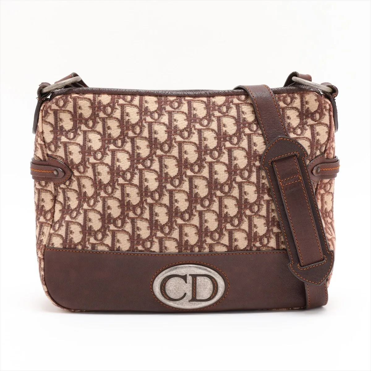 Trotter Canvas x Leather Shoulder Bag, Brown