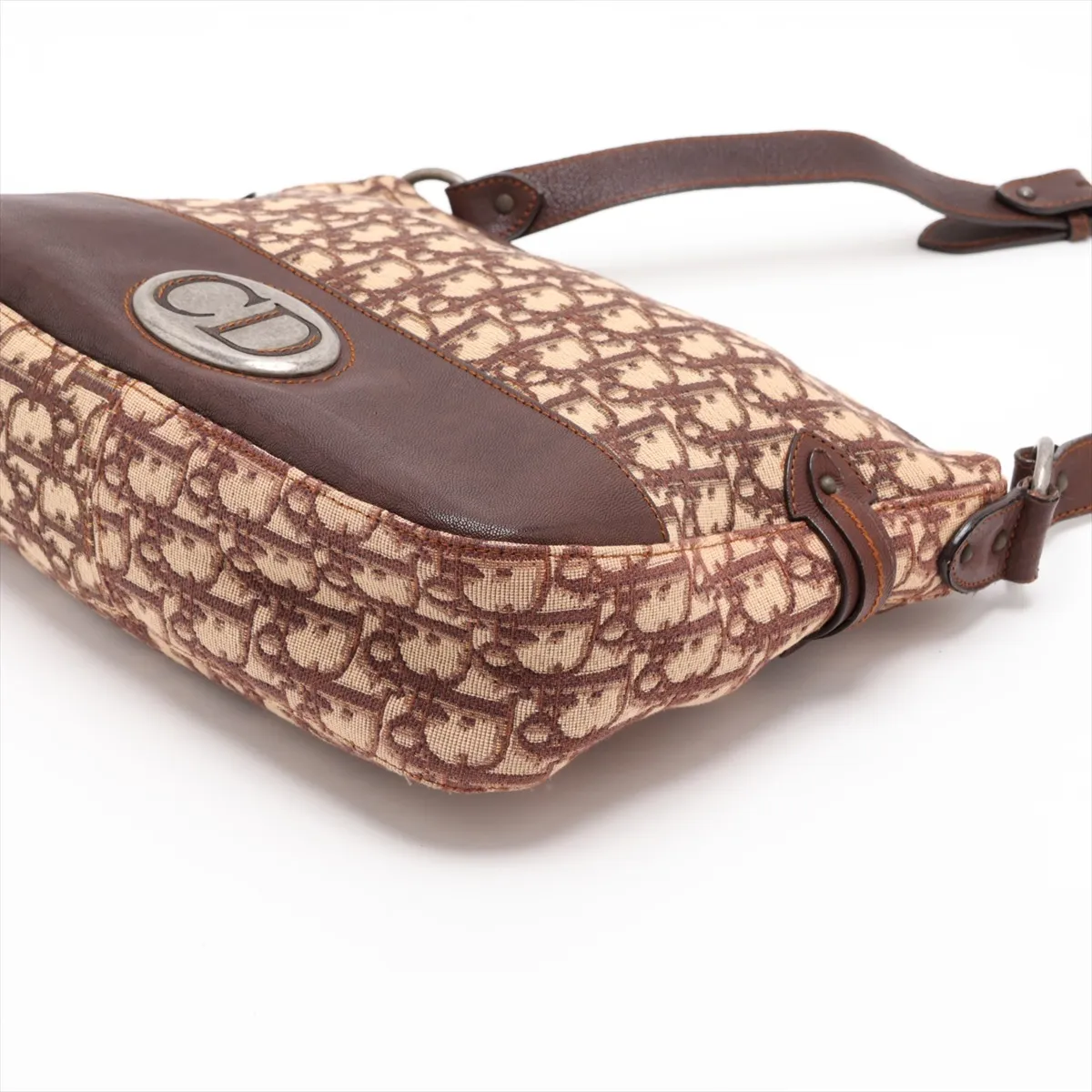 Trotter Canvas x Leather Shoulder Bag, Brown — view 3