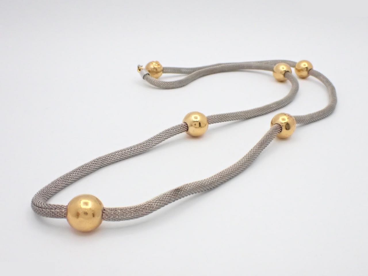 Coco Ball Mesh Chain Long Necklace 97A, Total Length Approx. 90cm — view 3