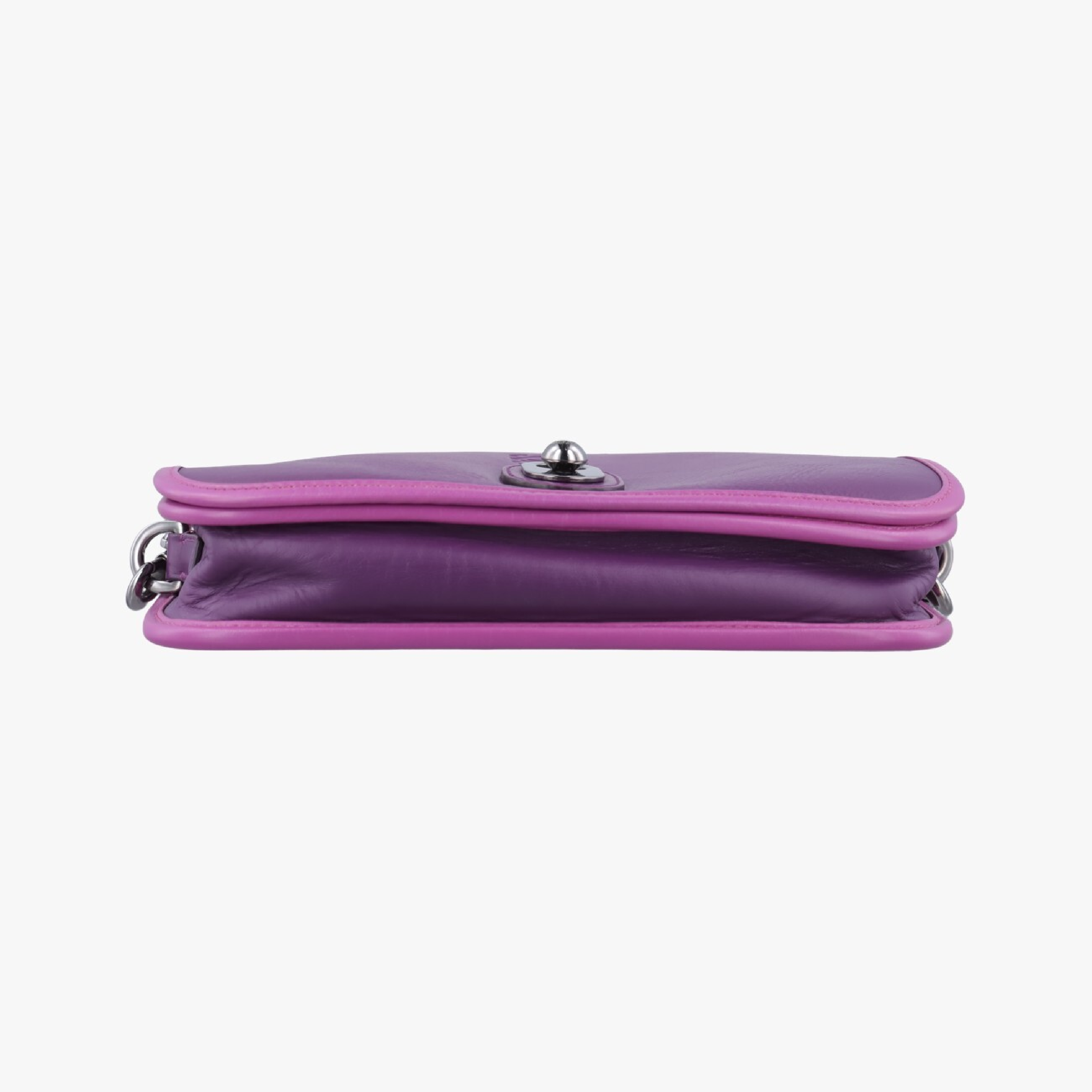 Ines de la Fressange Purple Leather Shoulder Bag 061304 — view 3