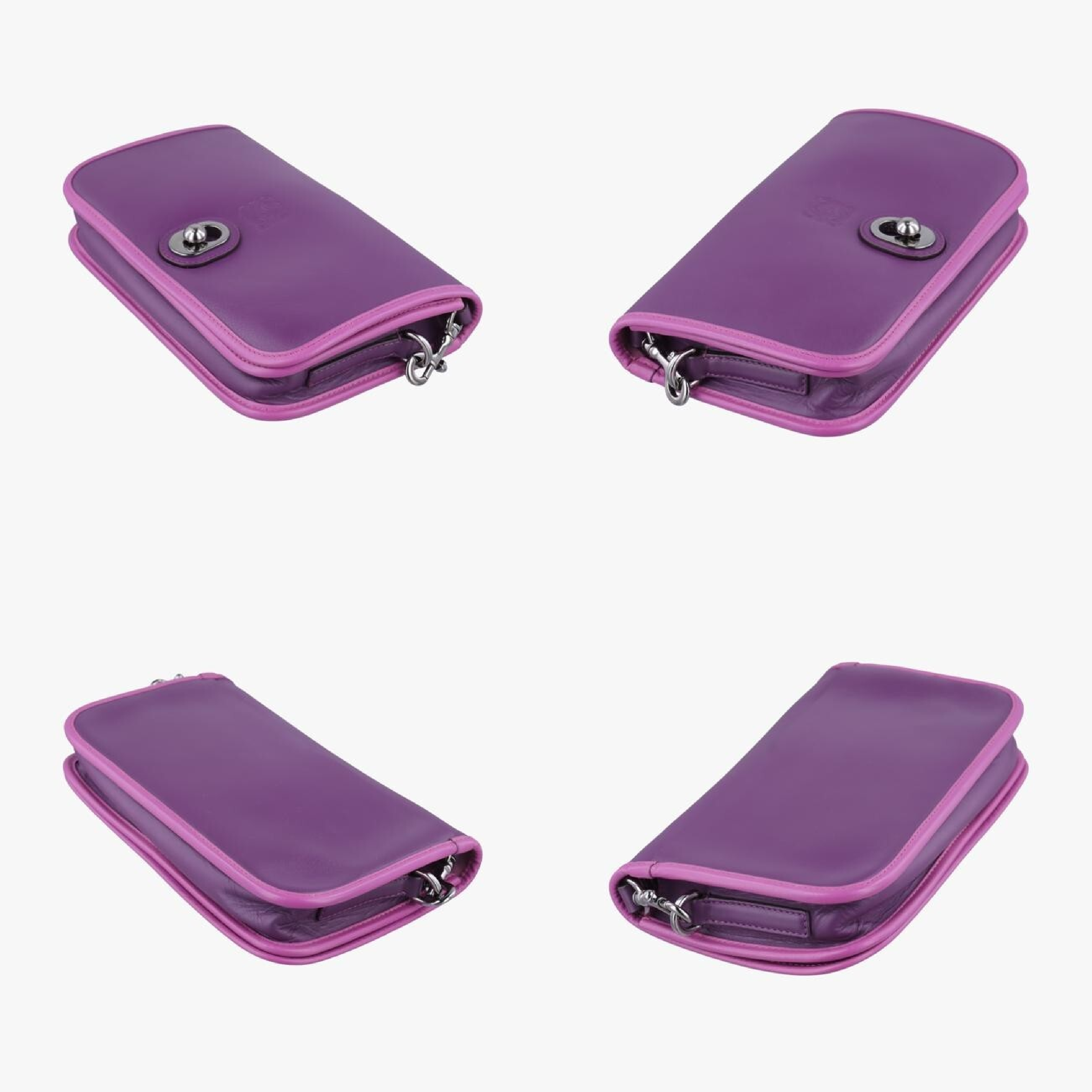 Ines de la Fressange Purple Leather Shoulder Bag 061304 — view 4