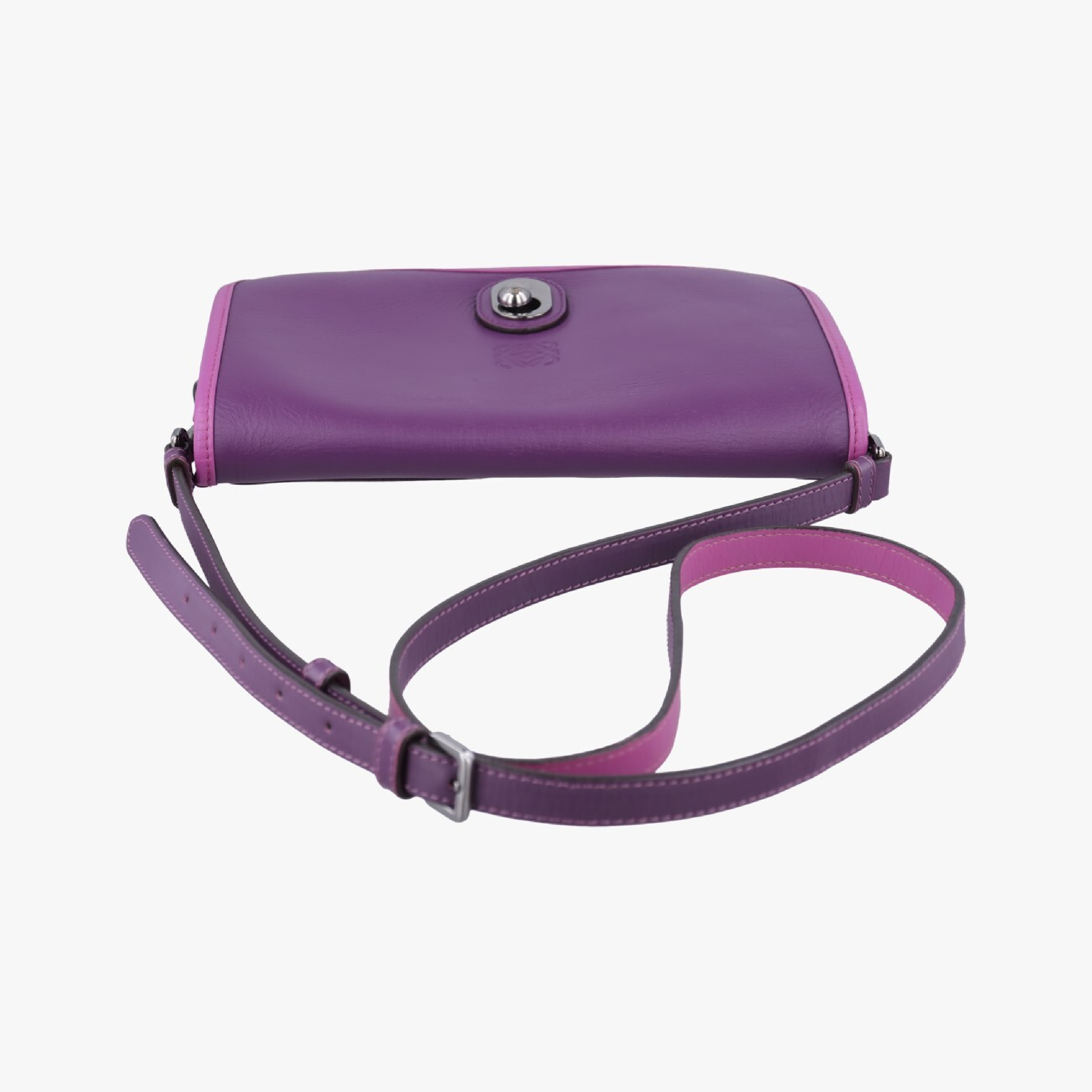 Ines de la Fressange Purple Leather Shoulder Bag 061304 — view 5