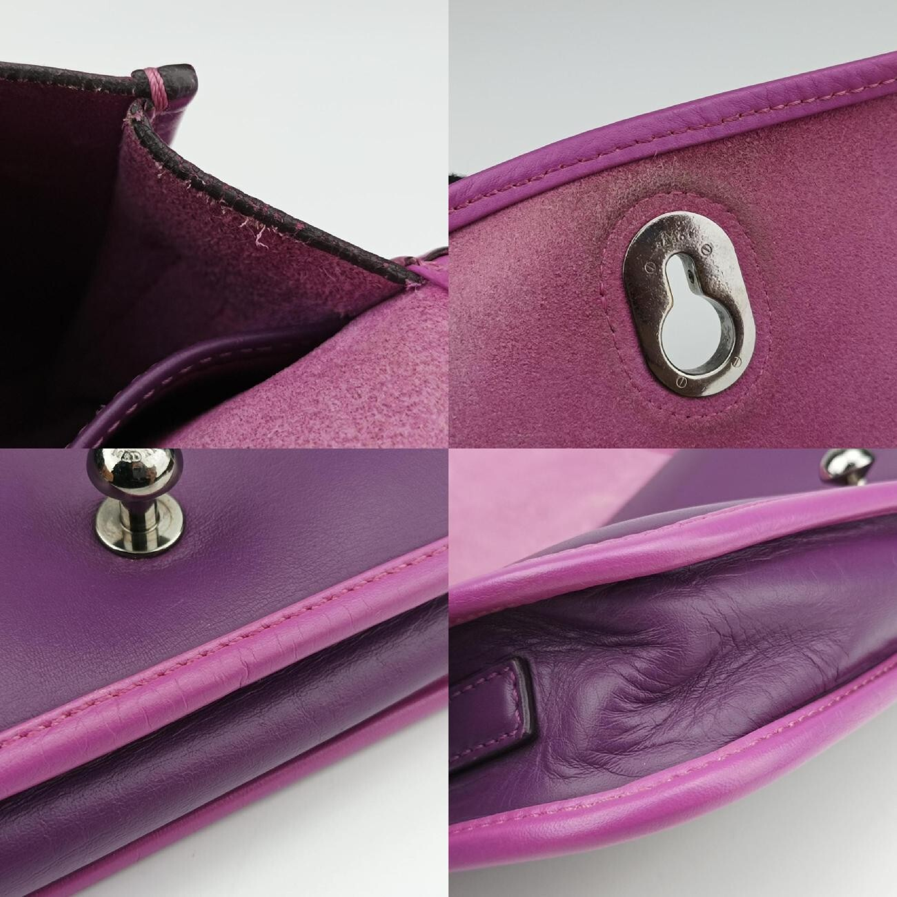 Ines de la Fressange Purple Leather Shoulder Bag 061304 — view 9