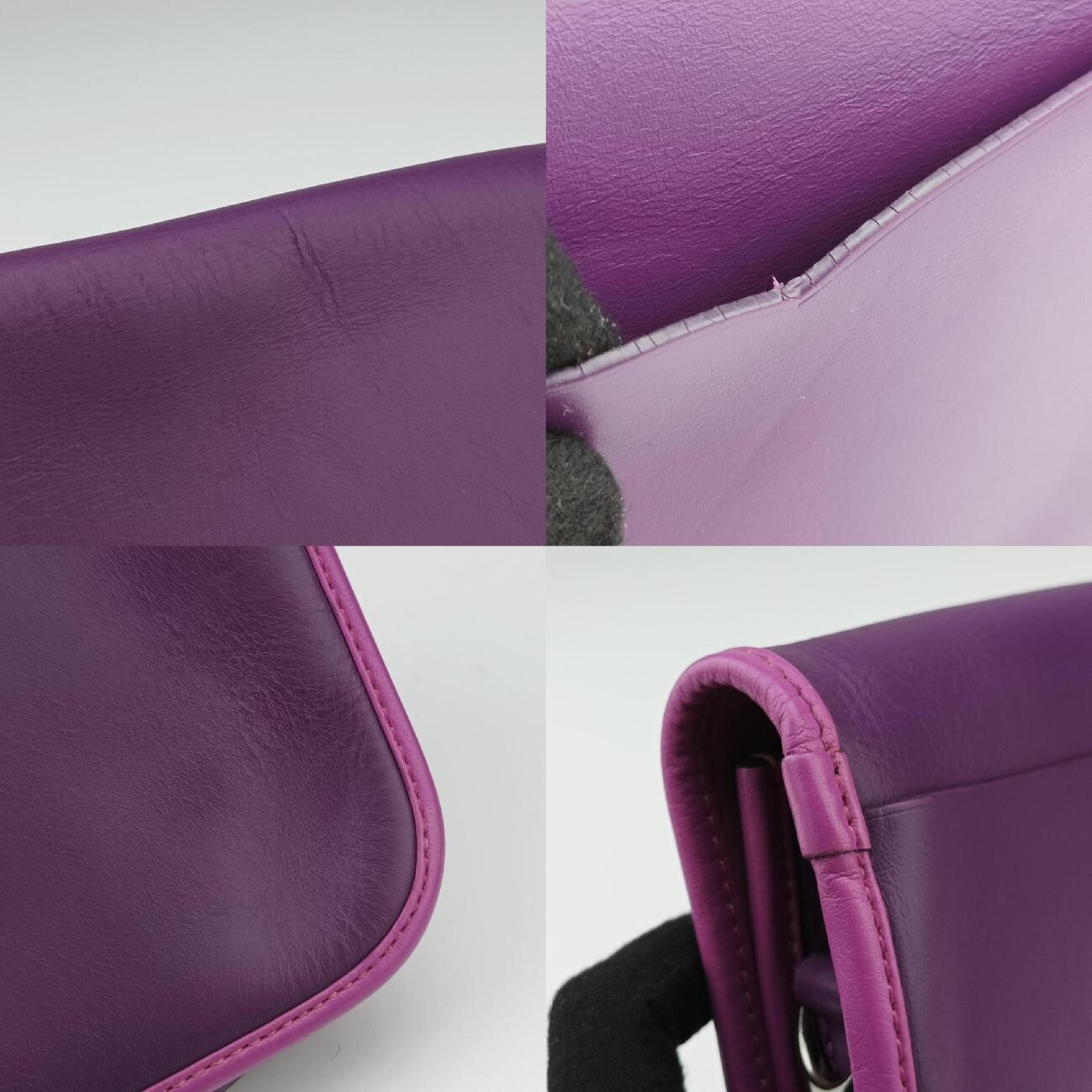 Ines de la Fressange Purple Leather Shoulder Bag 061304 — view 10