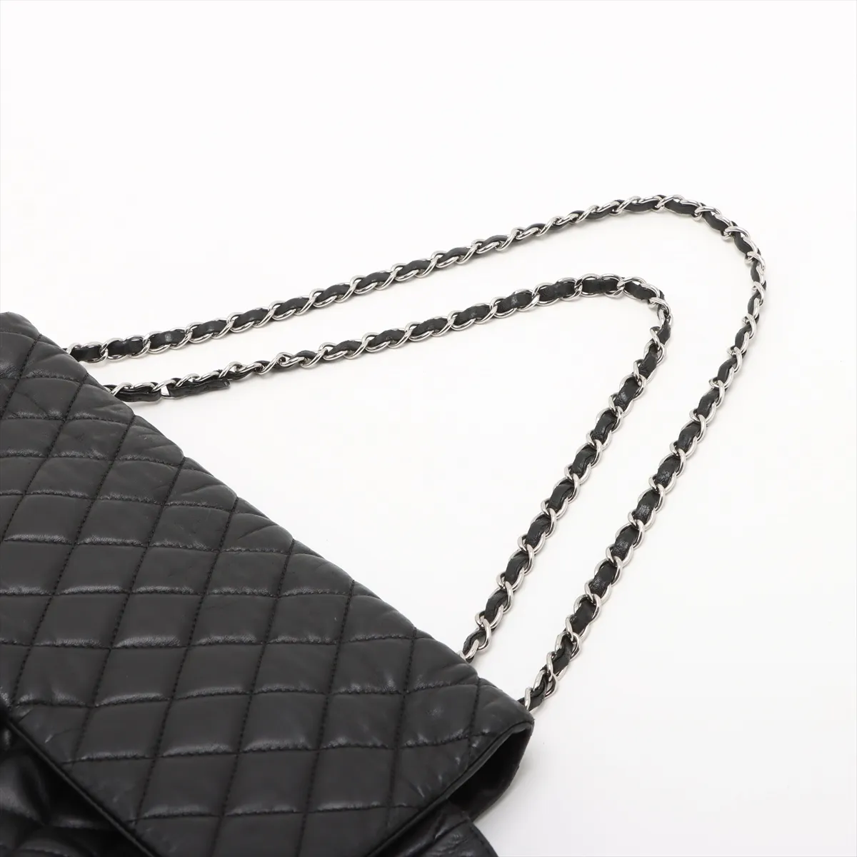 Matelasse Lambskin Single Flap Double Chain Bag Black Silver Hardware 13626506 13th Series — view 5