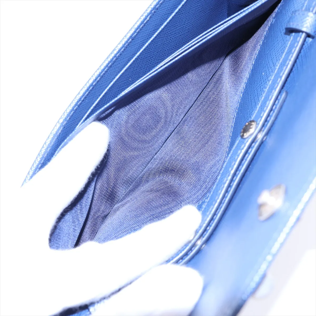 Saffiano Leather Chain Wallet, Blue, 1MT440 — view 9