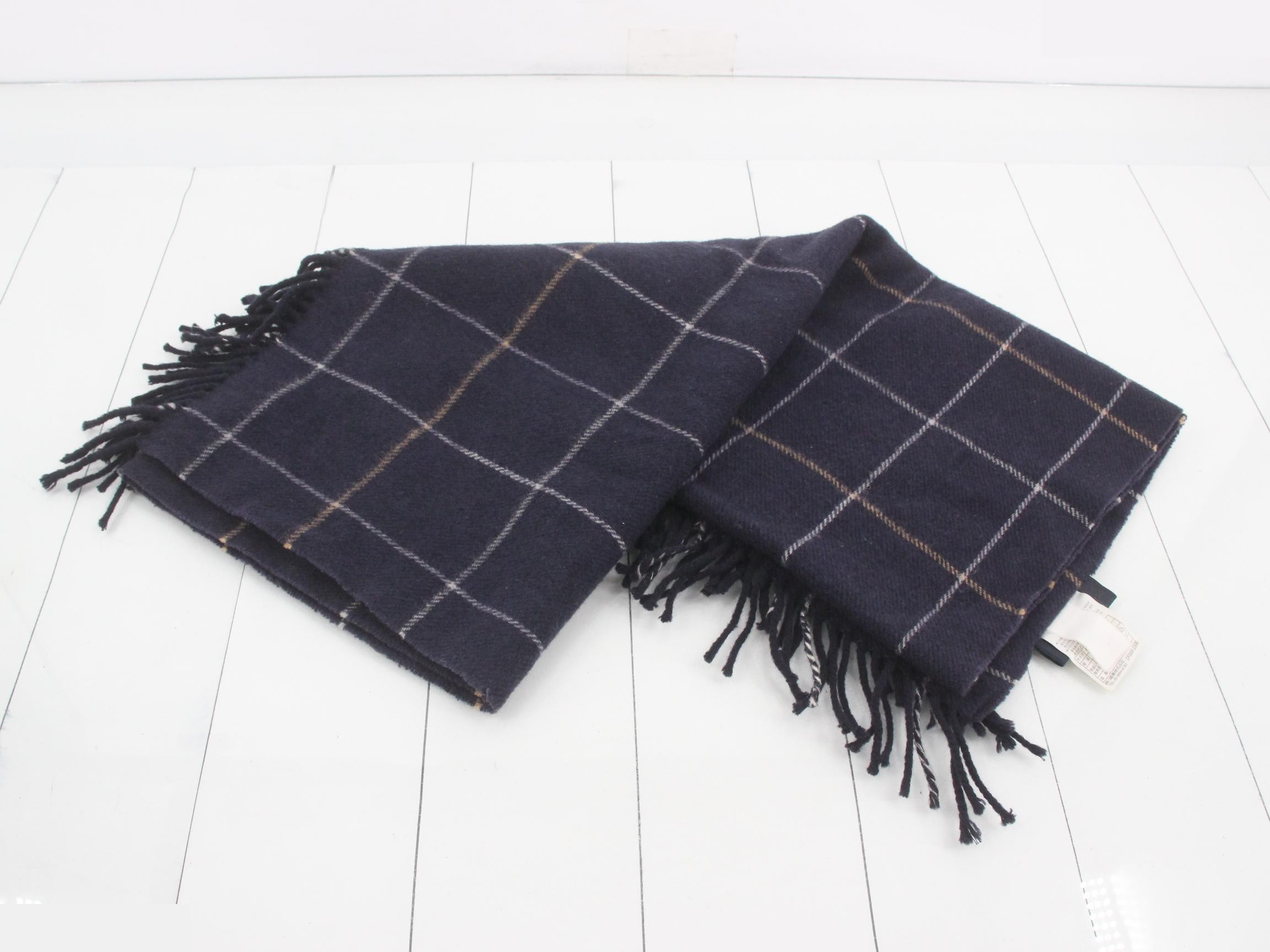 Nova Check Scarf, Navy, 100% Wool — view 2
