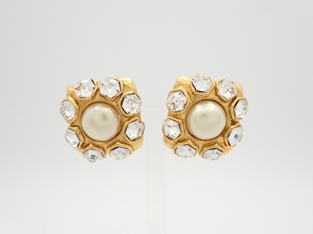 crystal pearl flower earrings