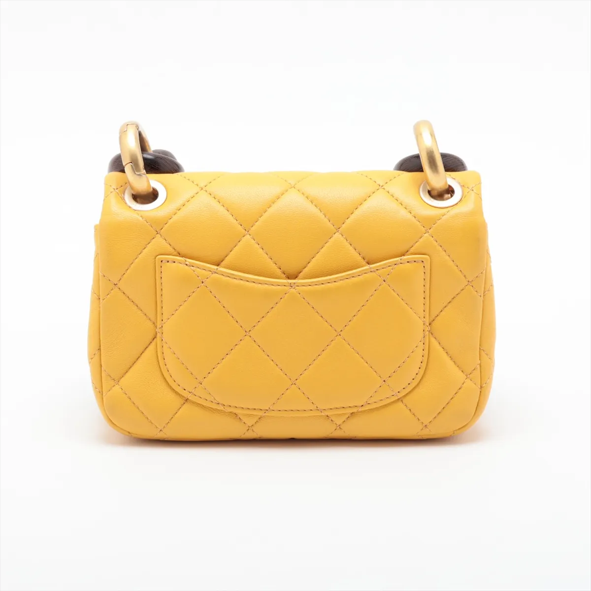 Mini Matelassé Lambskin Shoulder Bag, Wood, Yellow, Gold Hardware, XLN0G5NK, Random Plate — view 2