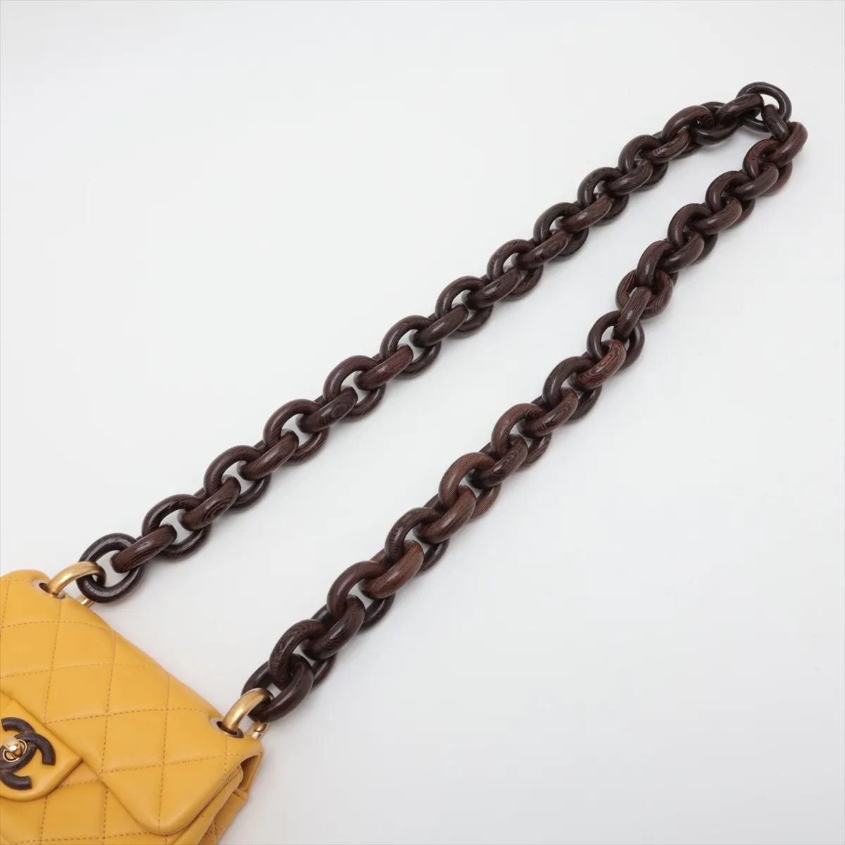 Mini Matelassé Lambskin Shoulder Bag, Wood, Yellow, Gold Hardware, XLN0G5NK, Random Plate — view 5