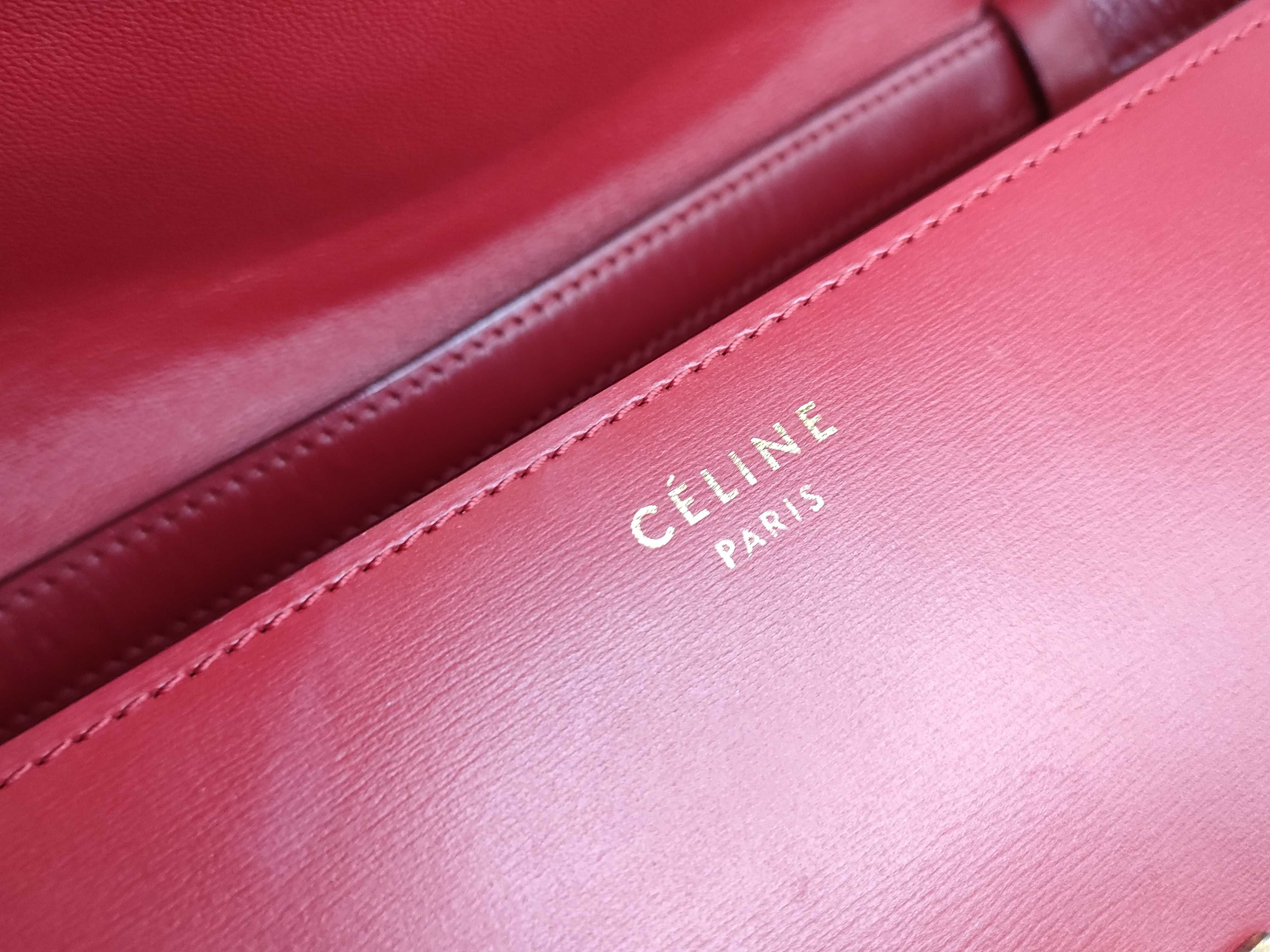 Classic Box Small Leather Shoulder Bag, Red — view 13