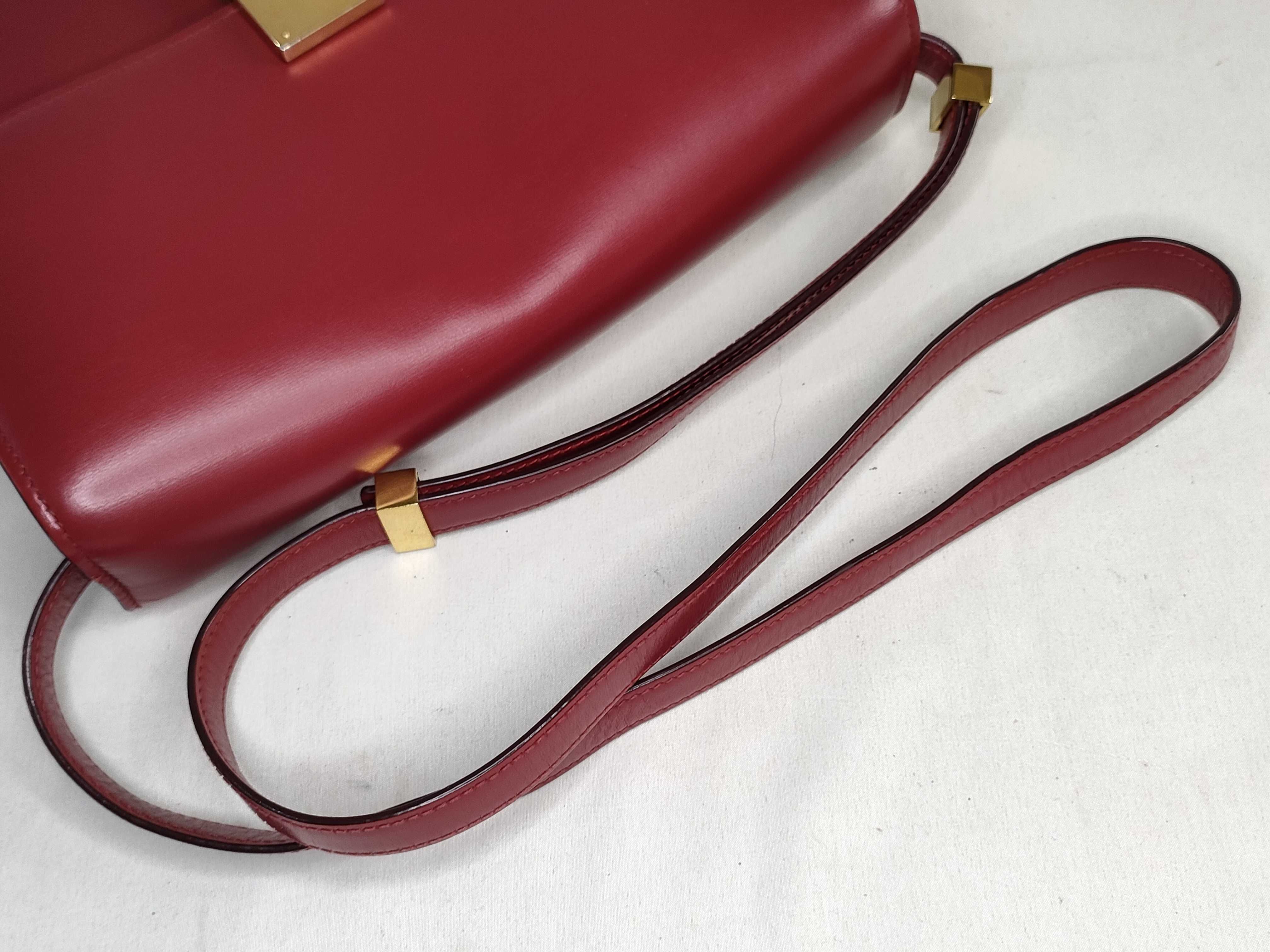 Classic Box Small Leather Shoulder Bag, Red — view 3