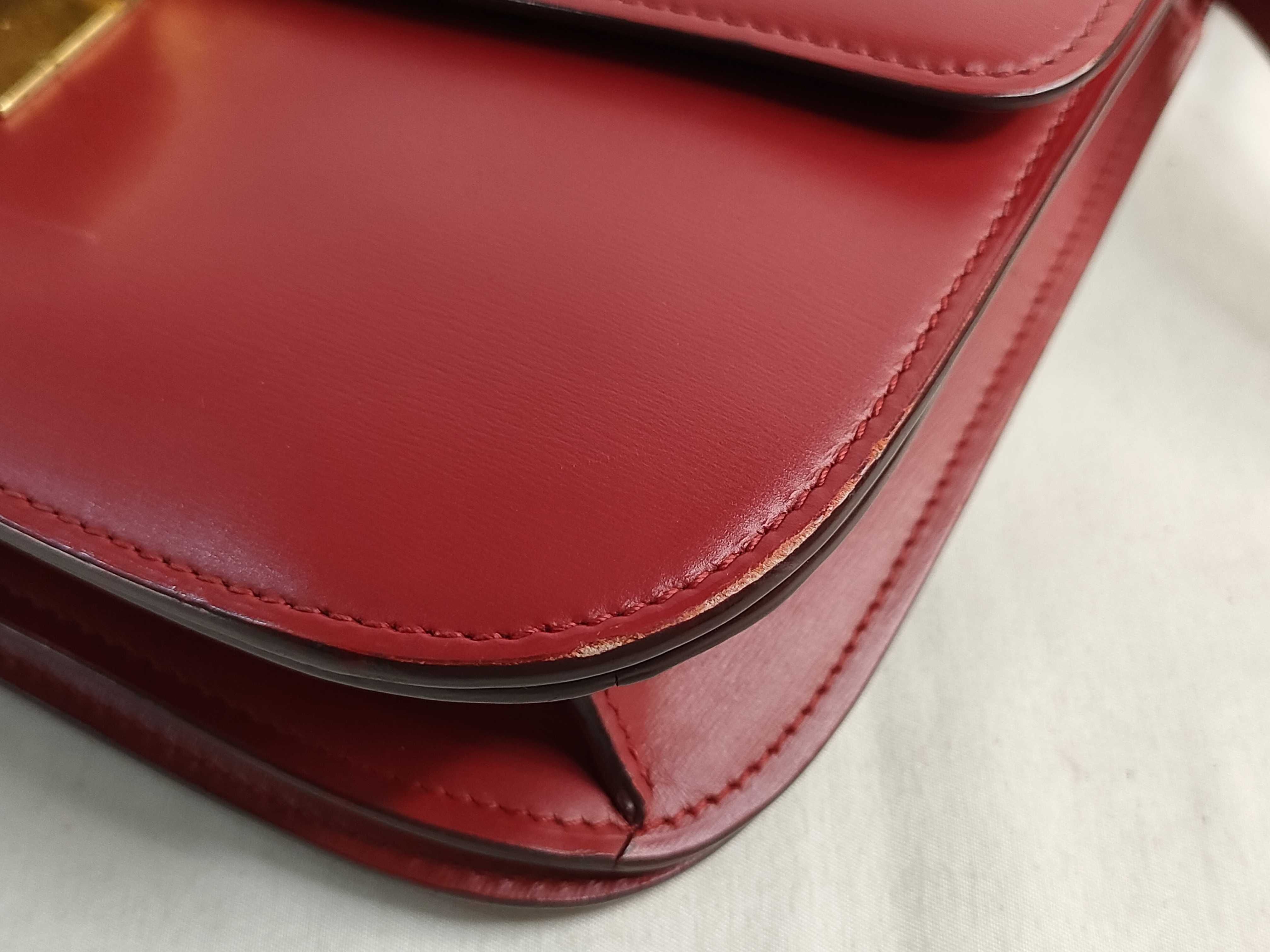 Classic Box Small Leather Shoulder Bag, Red — view 6