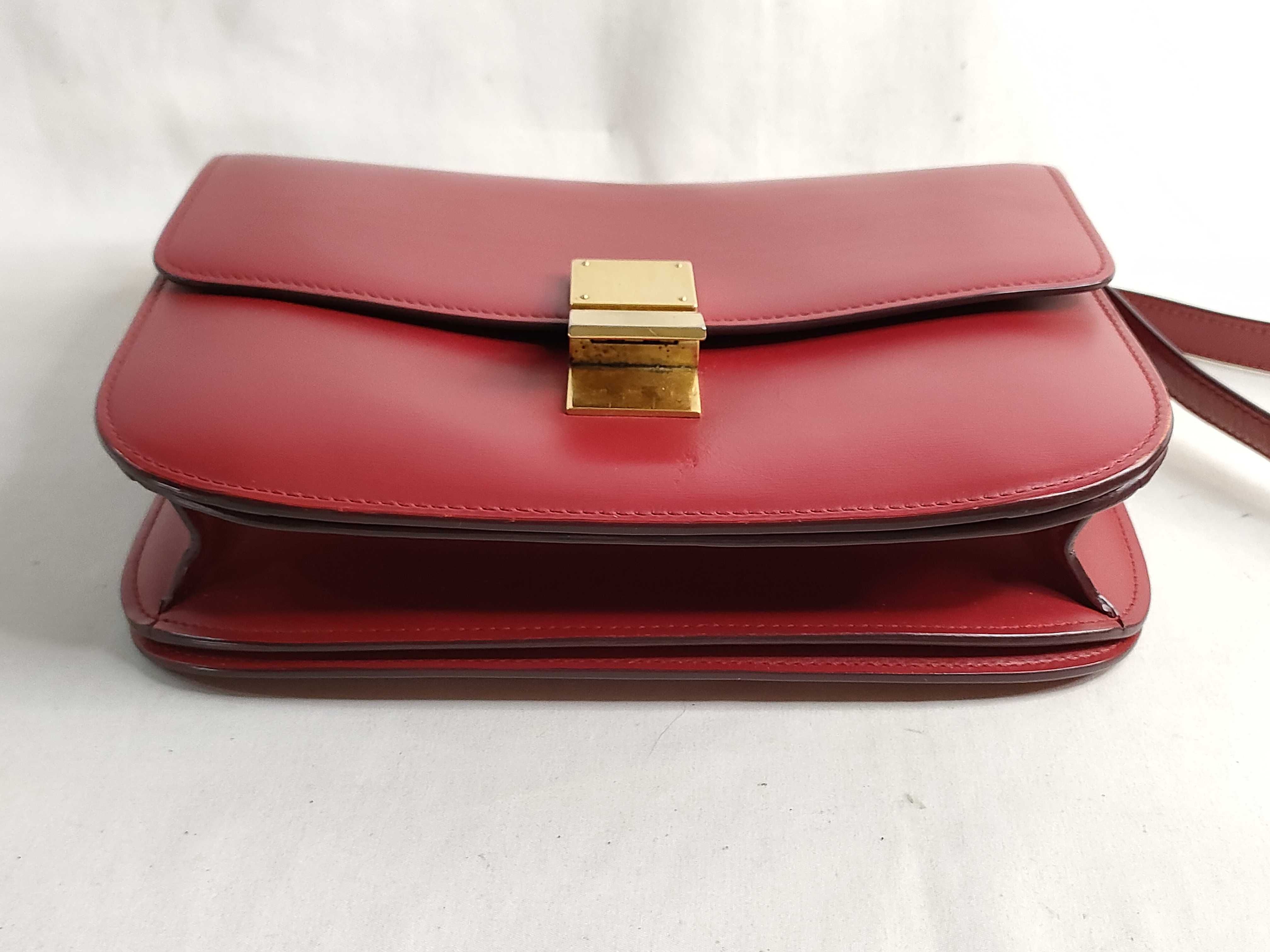 Classic Box Small Leather Shoulder Bag, Red — view 7