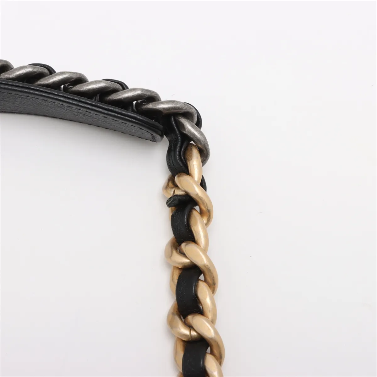 19 Large Leather Chain Shoulder Bag White x Black Gold x Silver Hardware 30921735 30s AS1161 — view 13