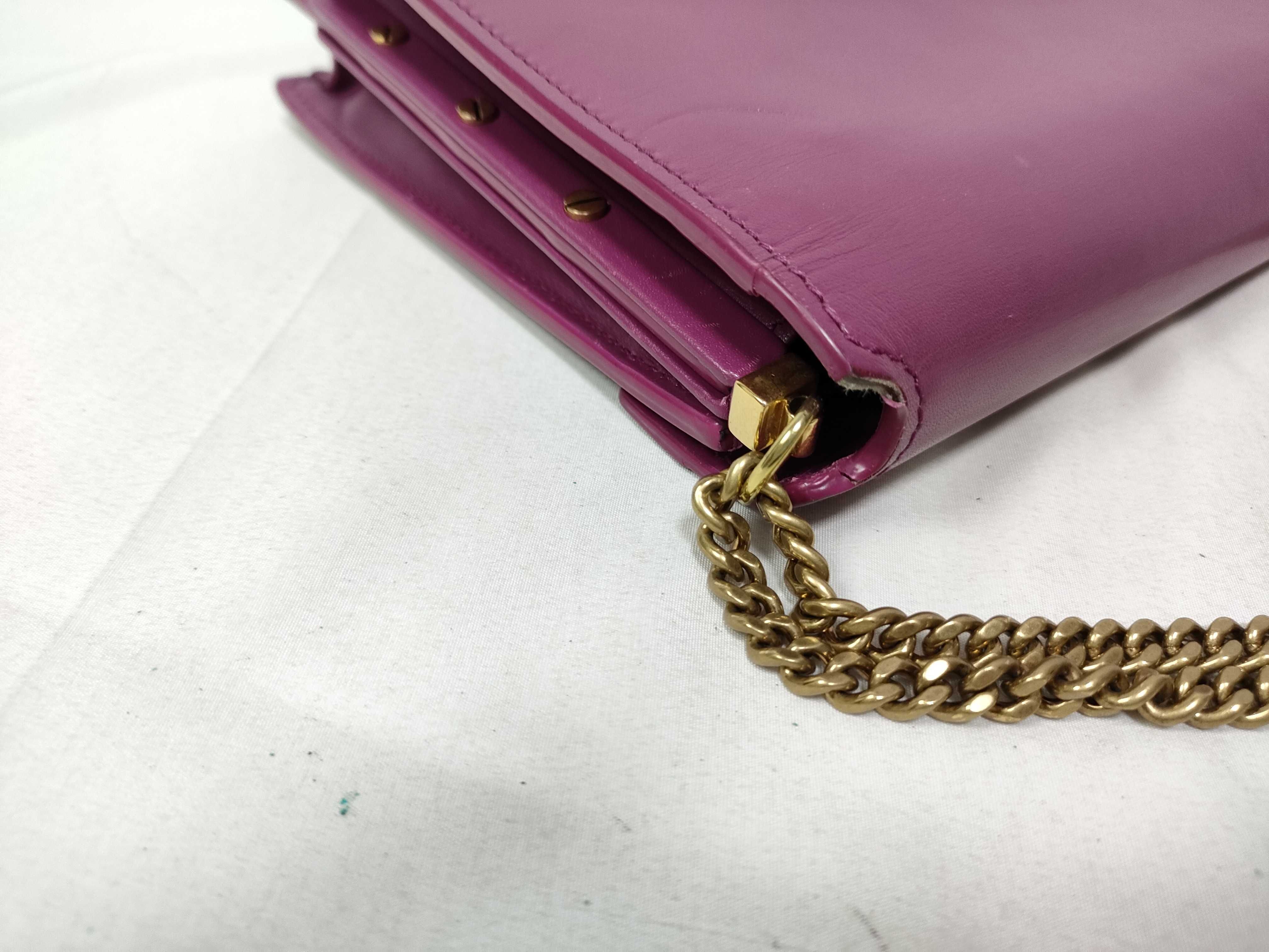 Cassandra Leather Chain Shoulder Bag — view 8