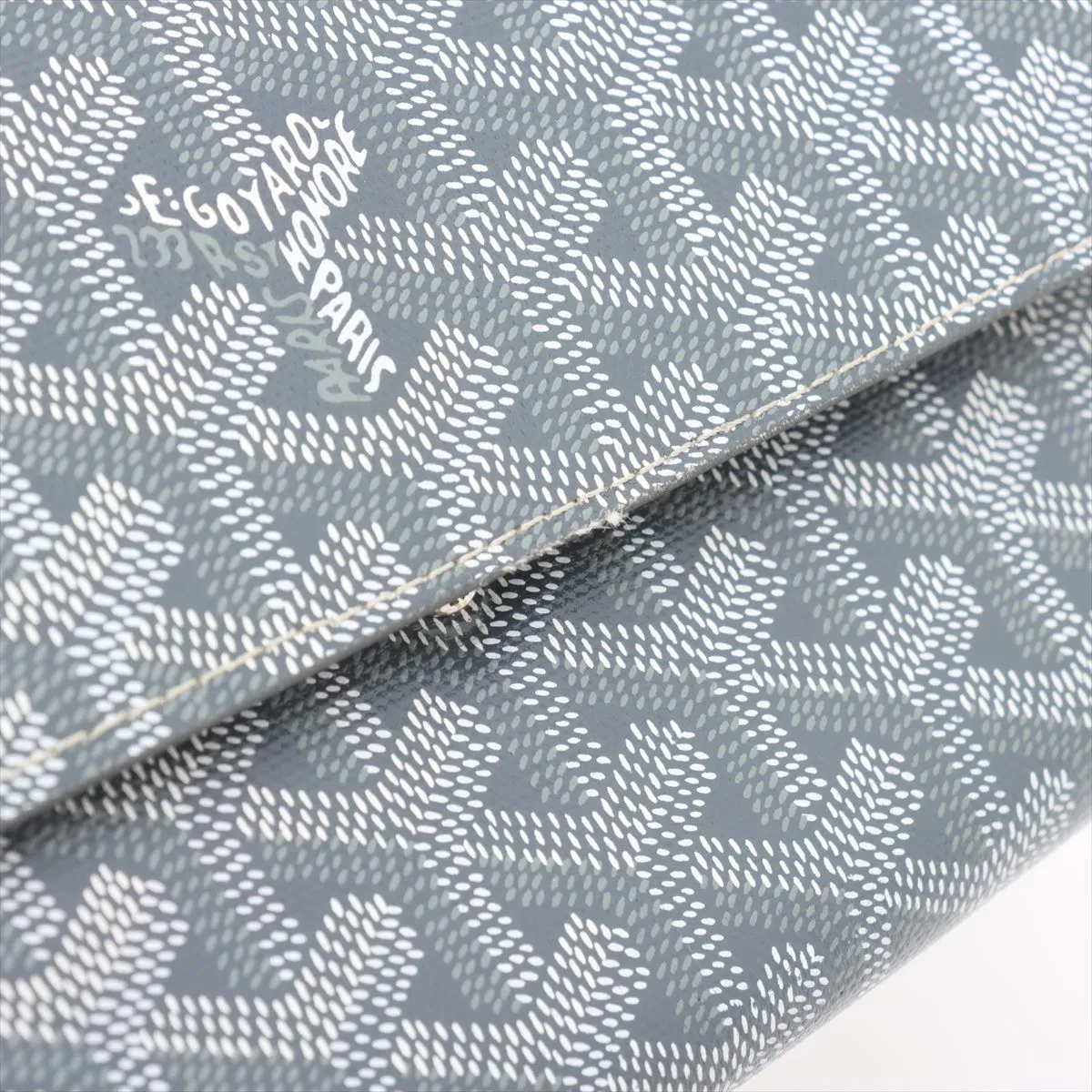 Varenne PVC x Leather Chain Wallet Gray — view 12