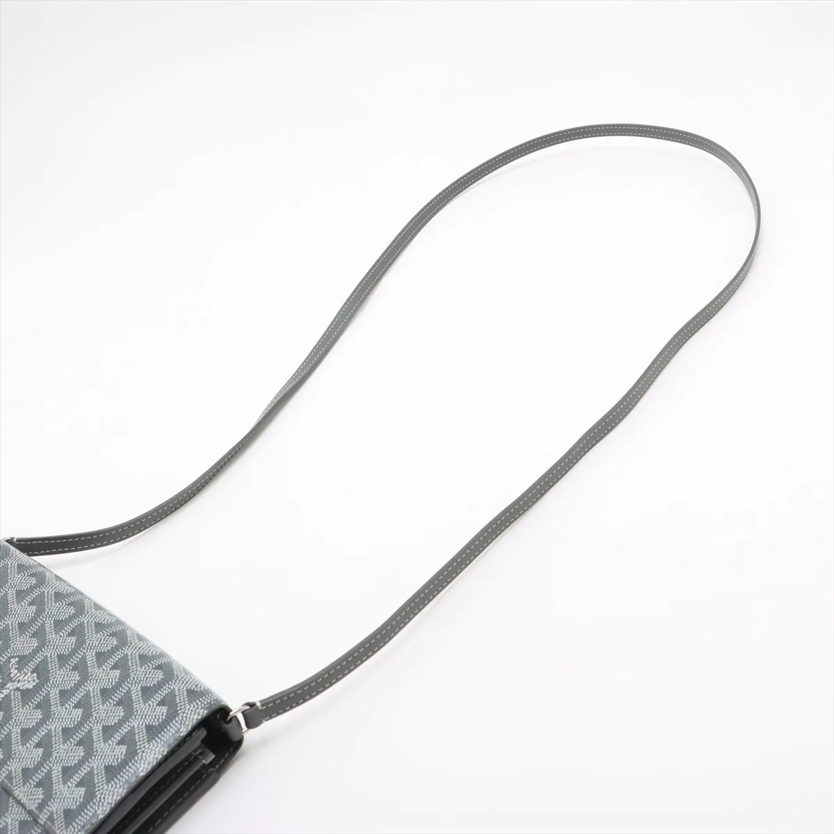 Varenne PVC x Leather Chain Wallet Gray — view 5